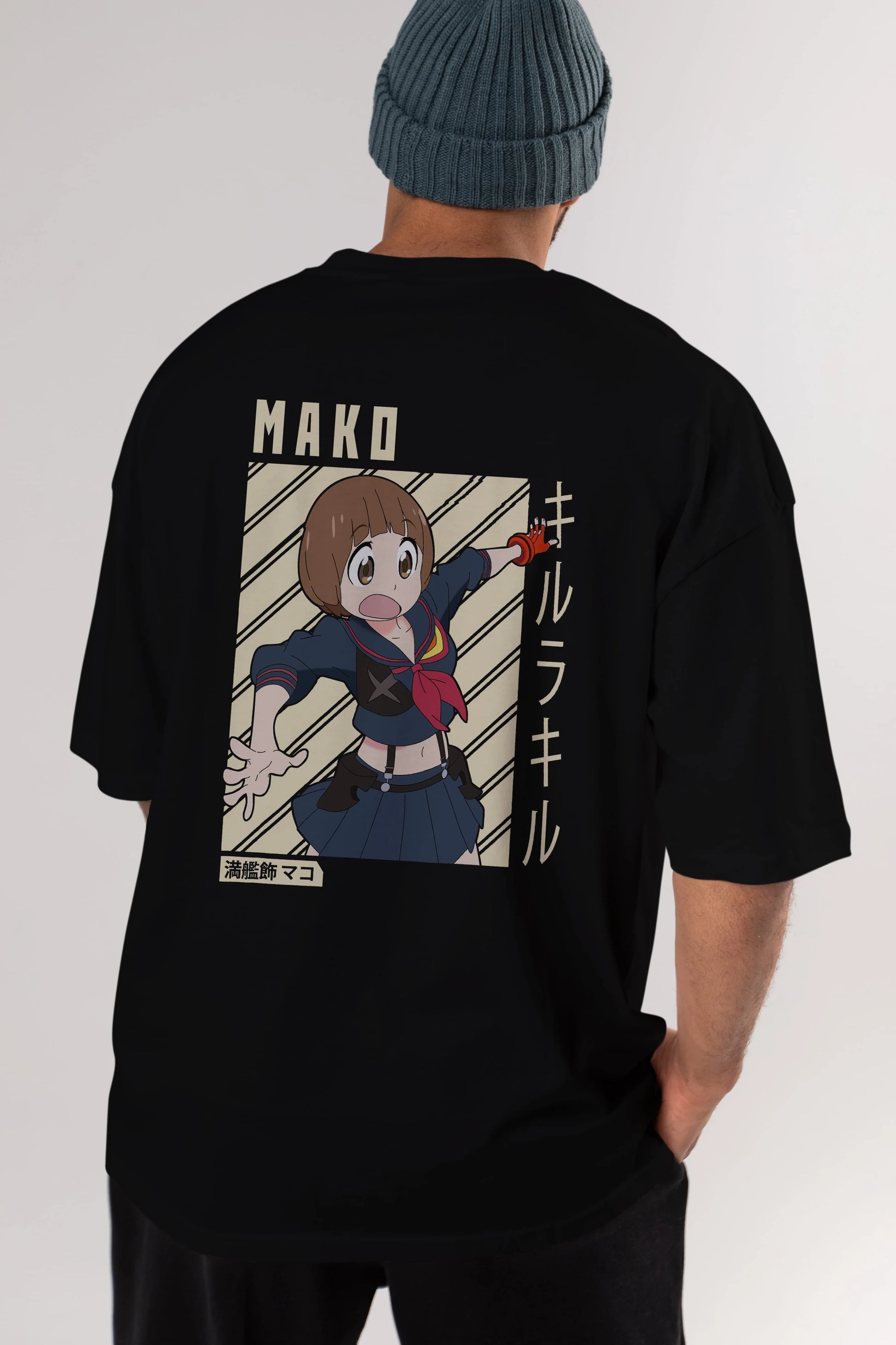 Mako Mankanshoku 1 Anime Arka Baskılı Oversize t-shirt Erkek Kadın Unisex