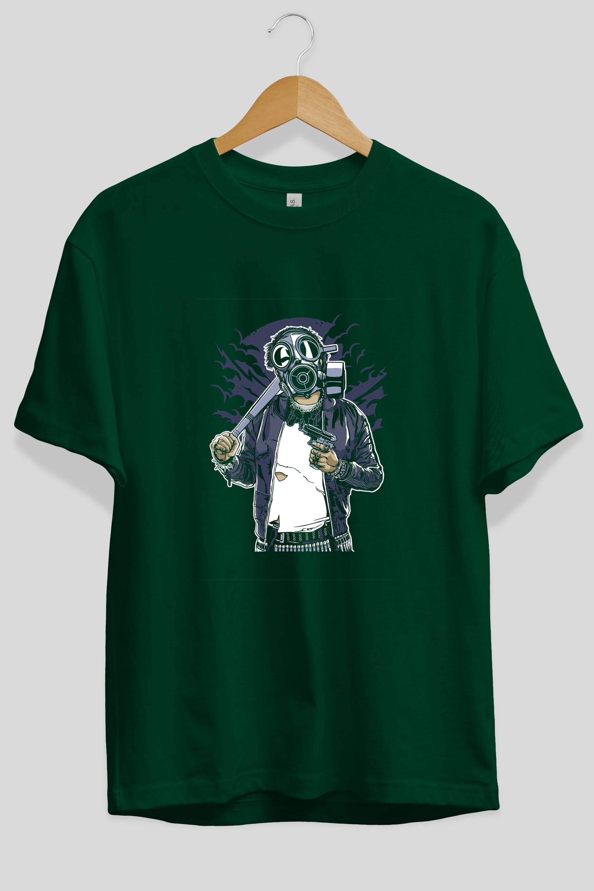 Gasmask Bastard Ön Baskılı Oversize t-shirt Erkek Kadın Unisex %100 Pamuk tişort