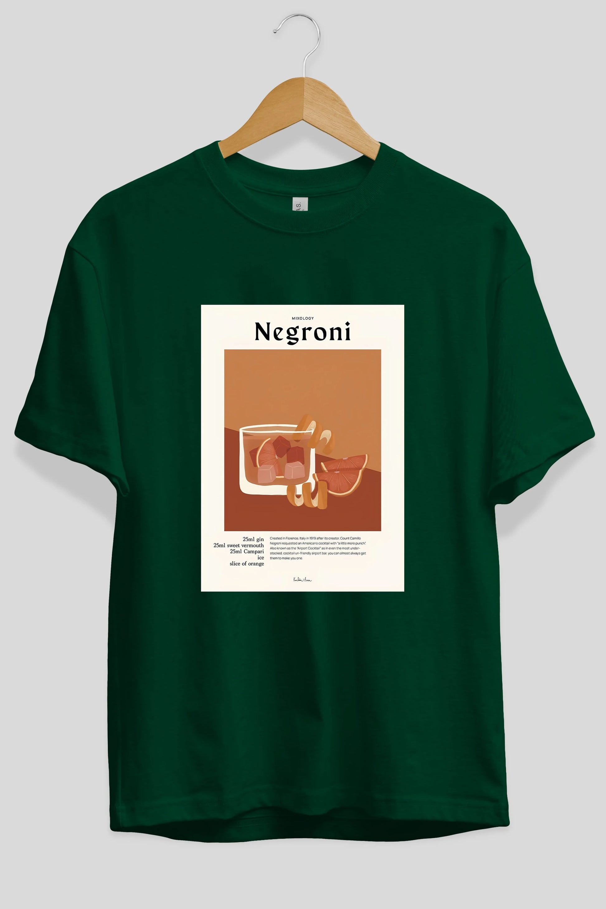 Mixology Negroni Ön Baskılı Oversize t-shirt Erkek Kadın Unisex %100 Pamuk Bisiklet Yaka tişort