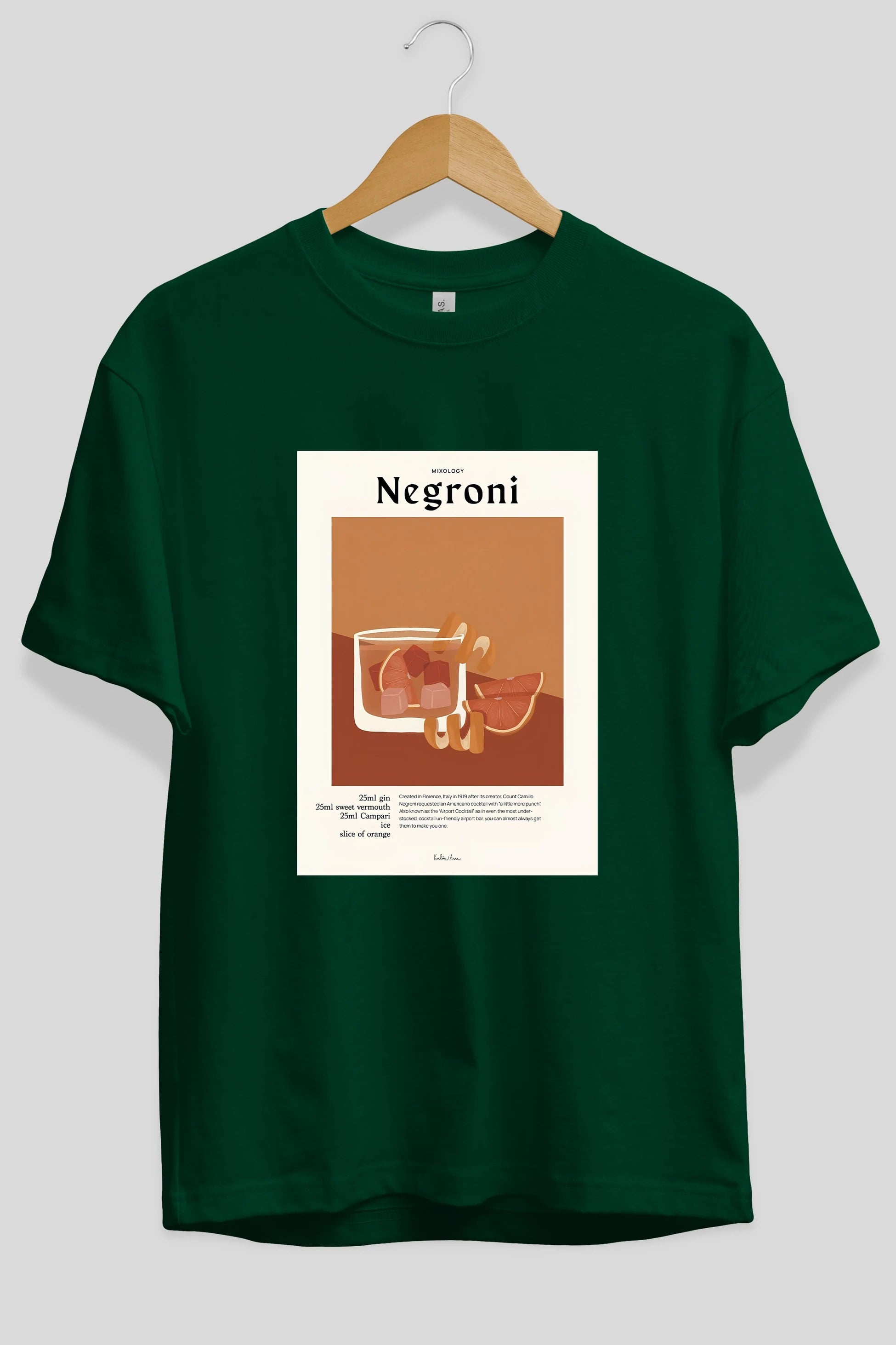 Mixology Negroni Ön Baskılı Oversize t-shirt Erkek Kadın Unisex %100 Pamuk Bisiklet Yaka tişort