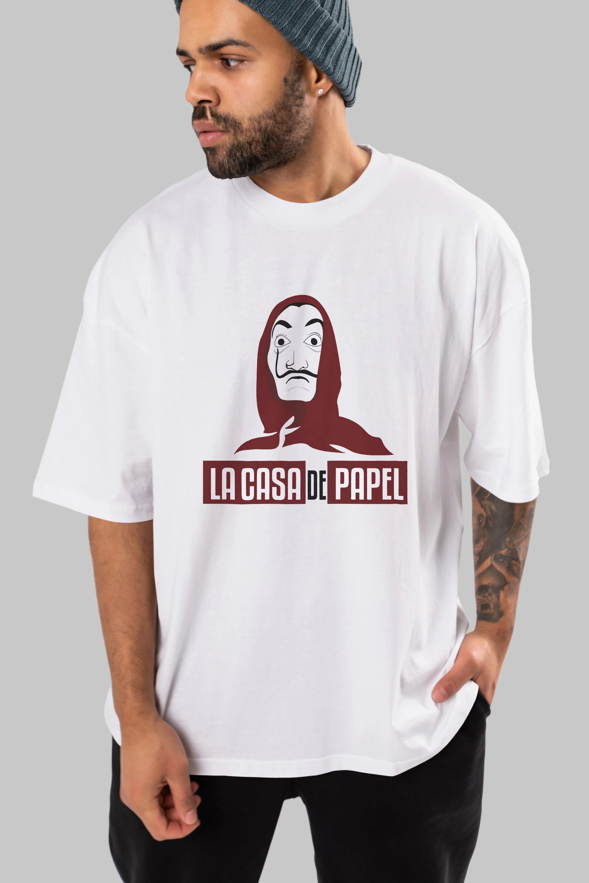 La Casa De Papel (1) Ön Baskılı Oversize t-shirt Erkek Kadın Unisex %100 Pamuk Bisiklet Yaka tişort