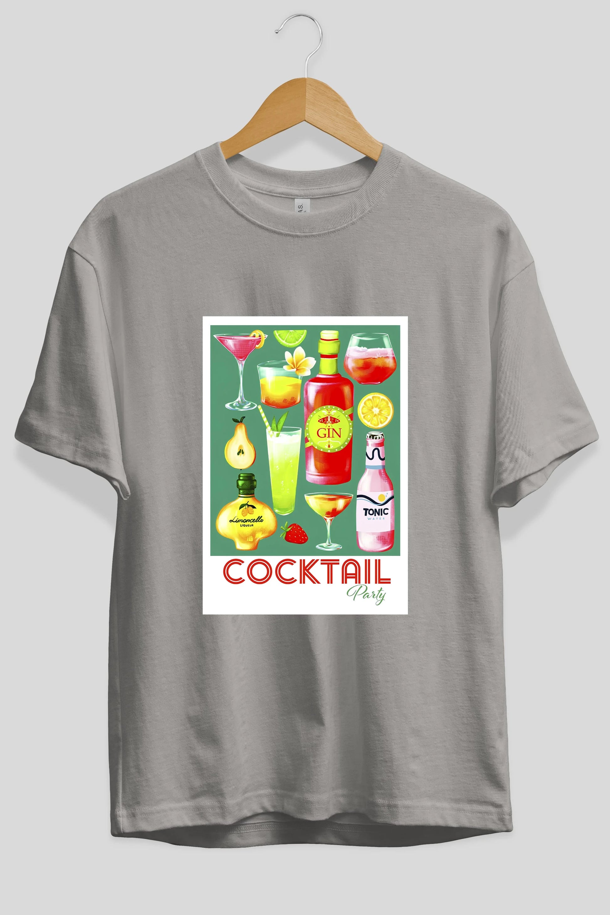 Cocktail Party 2 Ön Baskılı Oversize t-shirt Erkek Kadın Unisex %100 Pamuk Bisiklet Yaka tişort