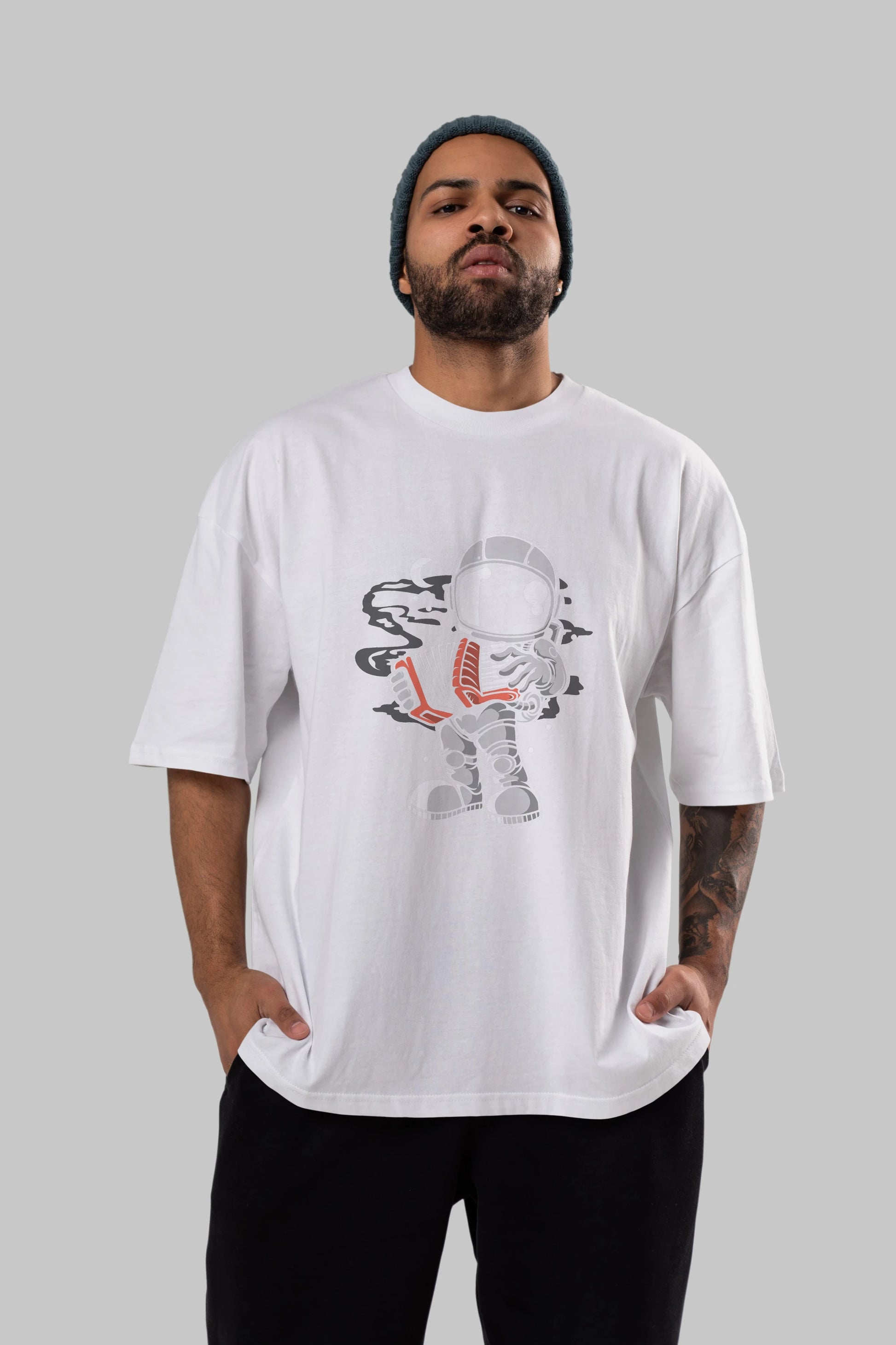 Astronaut Accordion Ön Baskılı Oversize t-shirt Erkek Kadın Unisex