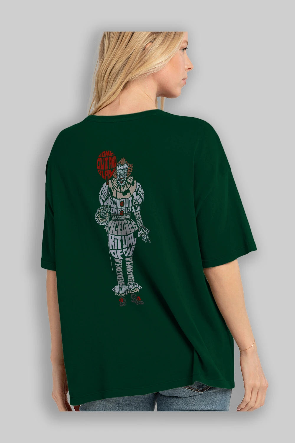 It Arka Baskılı Oversize t-shirt %100 pamuk Erkek Kadın Unisex