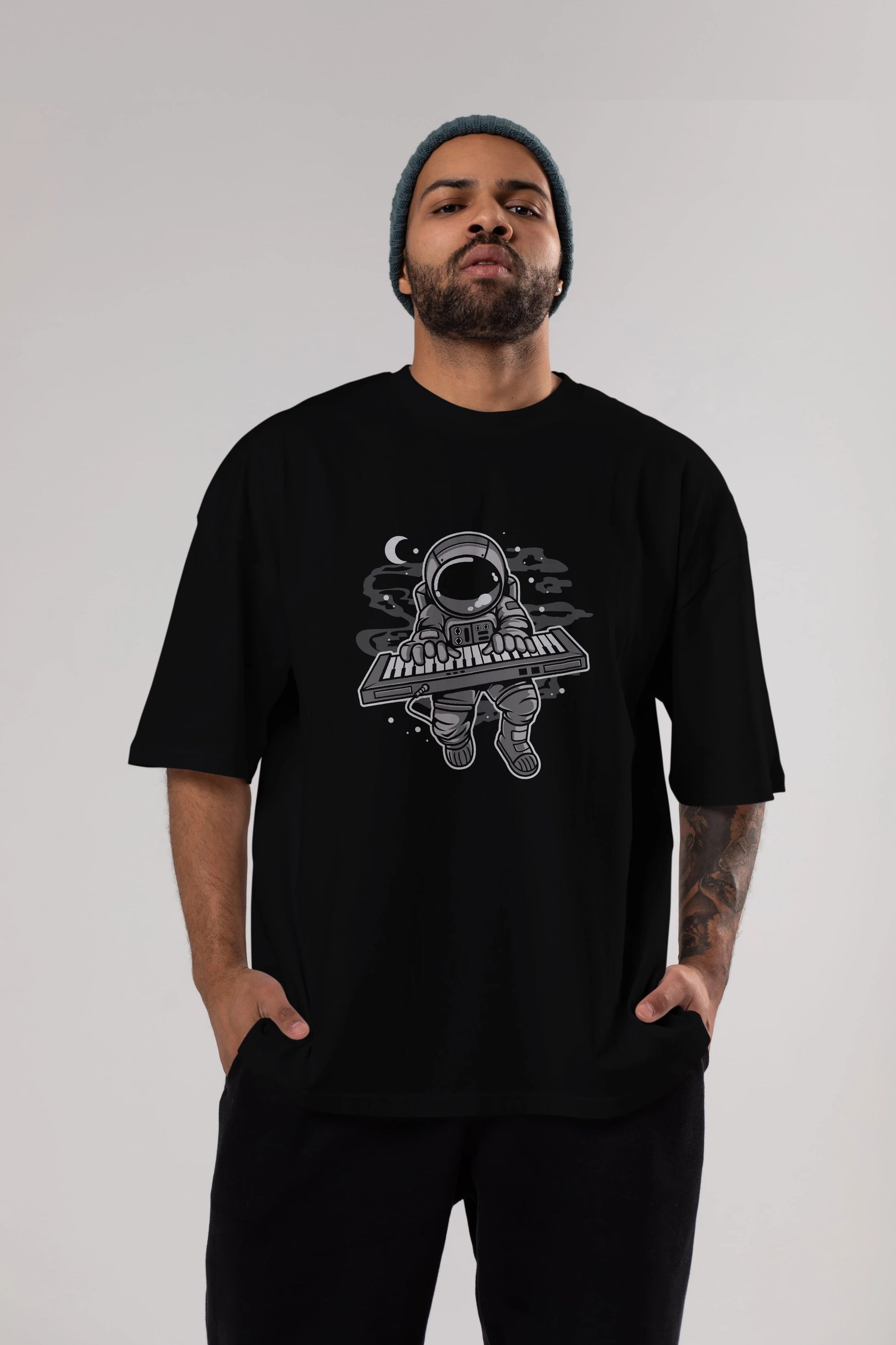 Astronaut Keyboard Ön Baskılı Oversize t-shirt Erkek Kadın Unisex