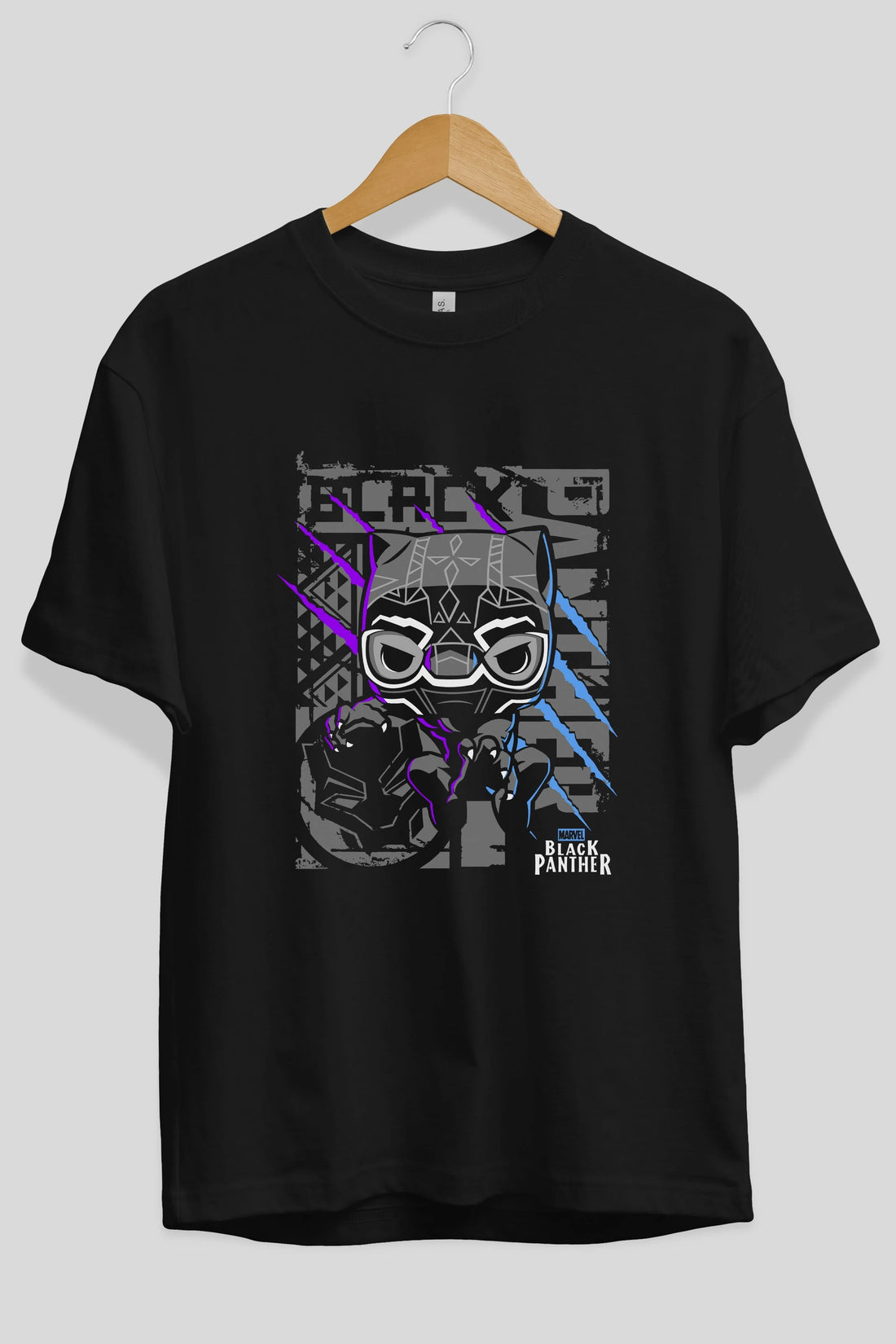 Black Panther Ön Baskılı Oversize t-shirt Erkek Kadın Unisex %100 Pamuk Bisiklet Yaka tişort