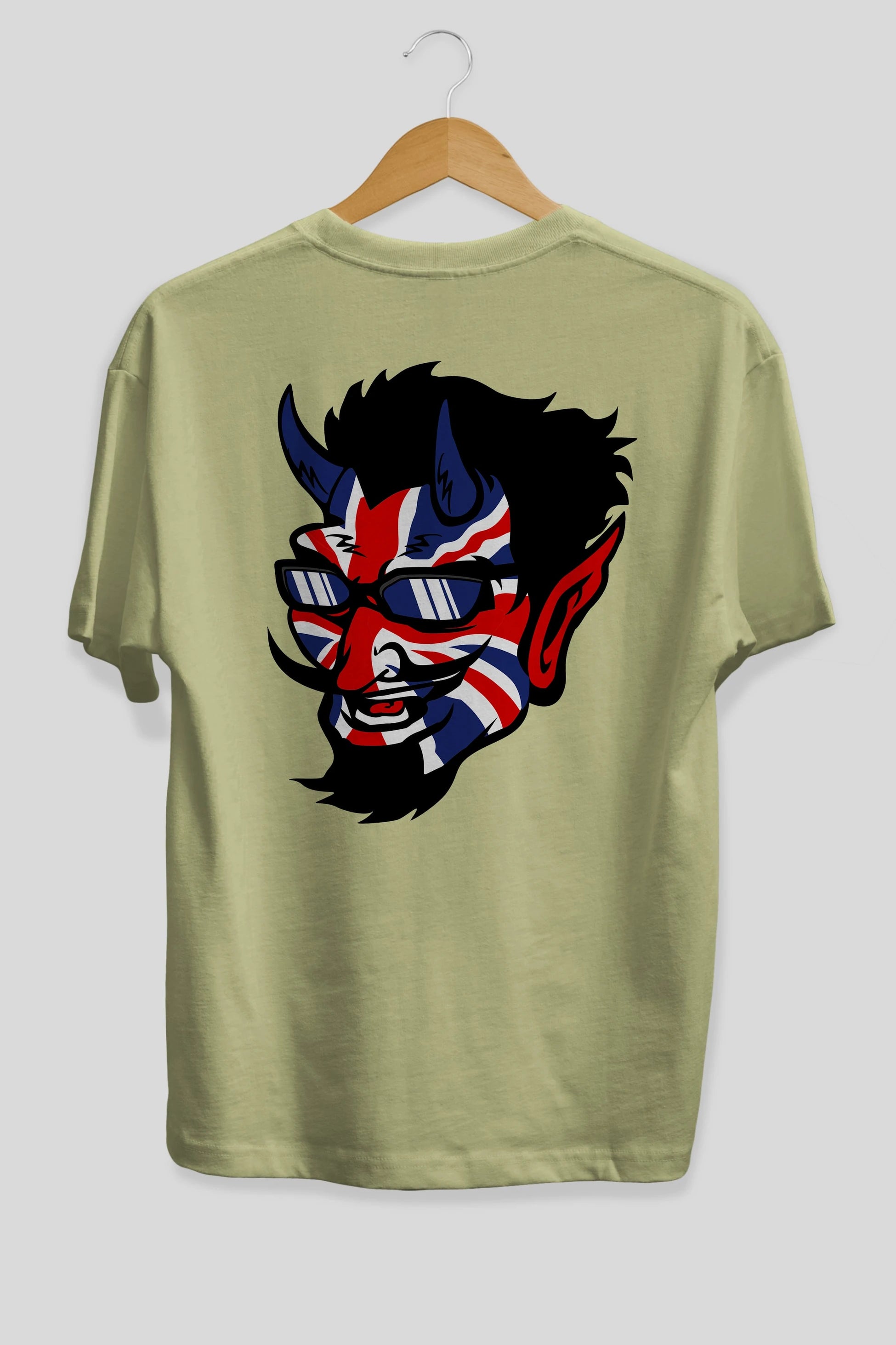 UK Devil Arka Baskılı Oversize t-shirt Erkek Kadın Unisex %100 Pamuk tişort