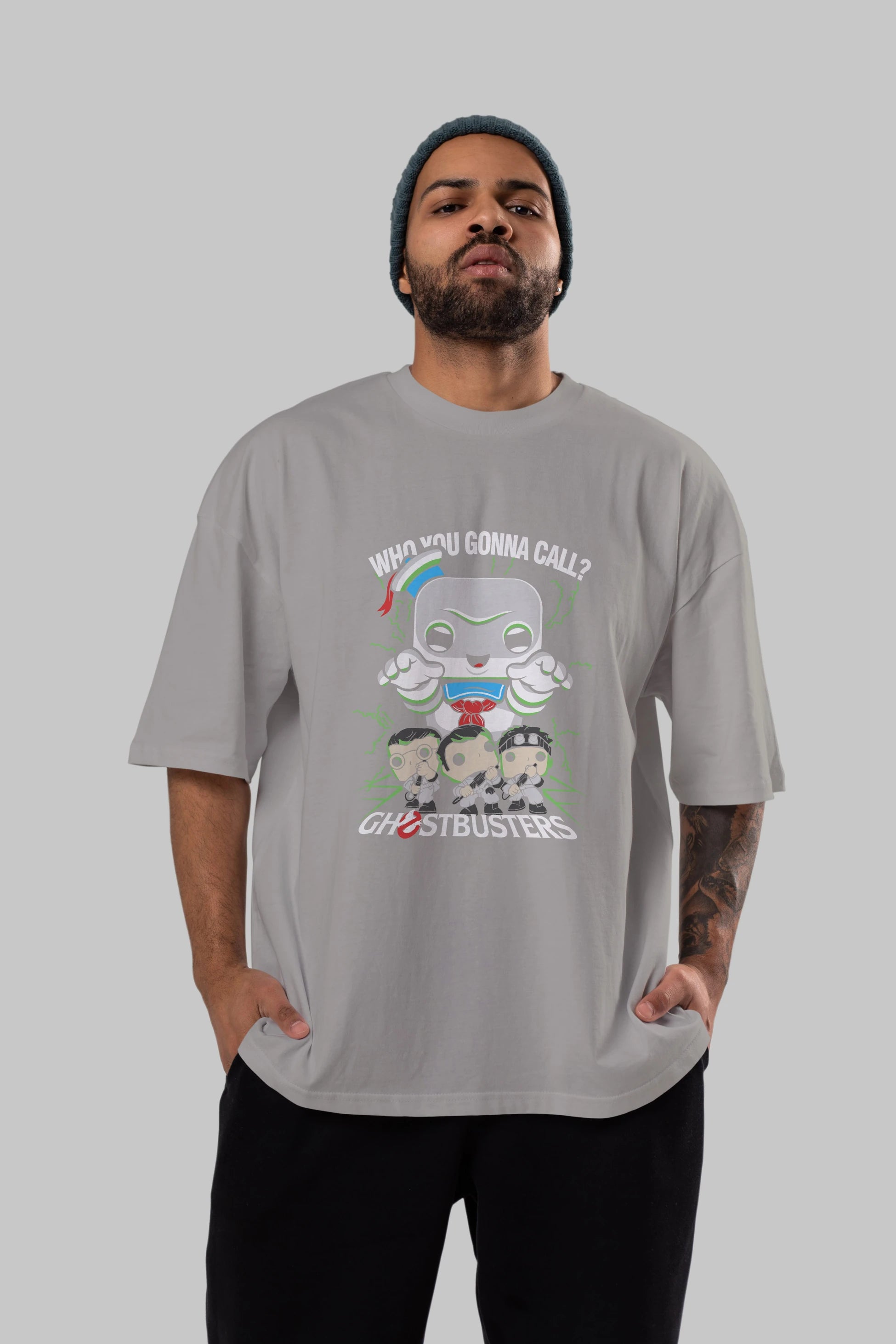 Ghostbusters Ön Baskılı Oversize t-shirt Erkek Kadın Unisex %100 Pamuk Bisiklet Yaka tişort