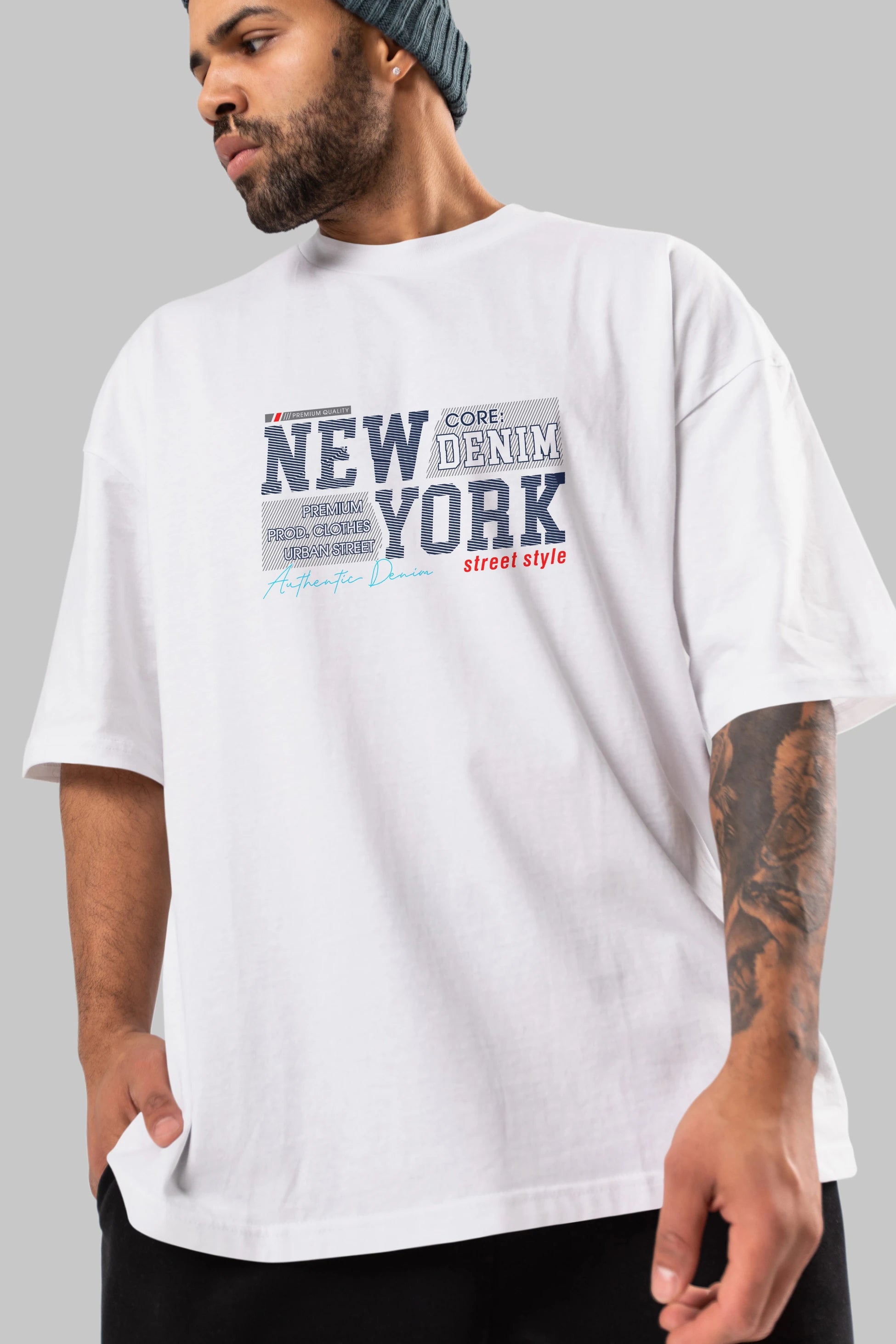 New York Street Ön Baskılı Oversize t-shirt Erkek Kadın Unisex