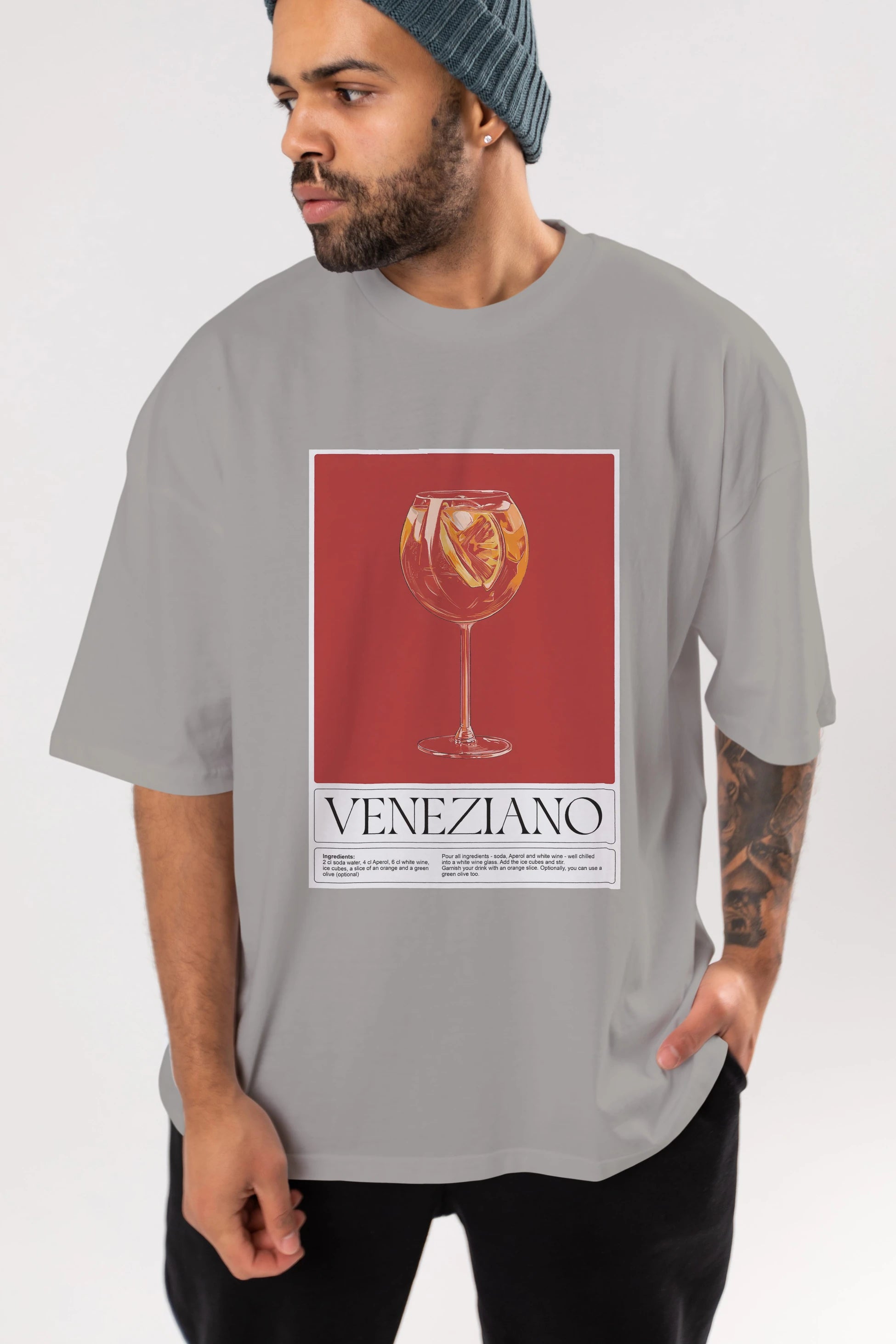 Veneziano Ön Baskılı Oversize t-shirt Erkek Kadın Unisex %100 Pamuk Bisiklet Yaka tişort
