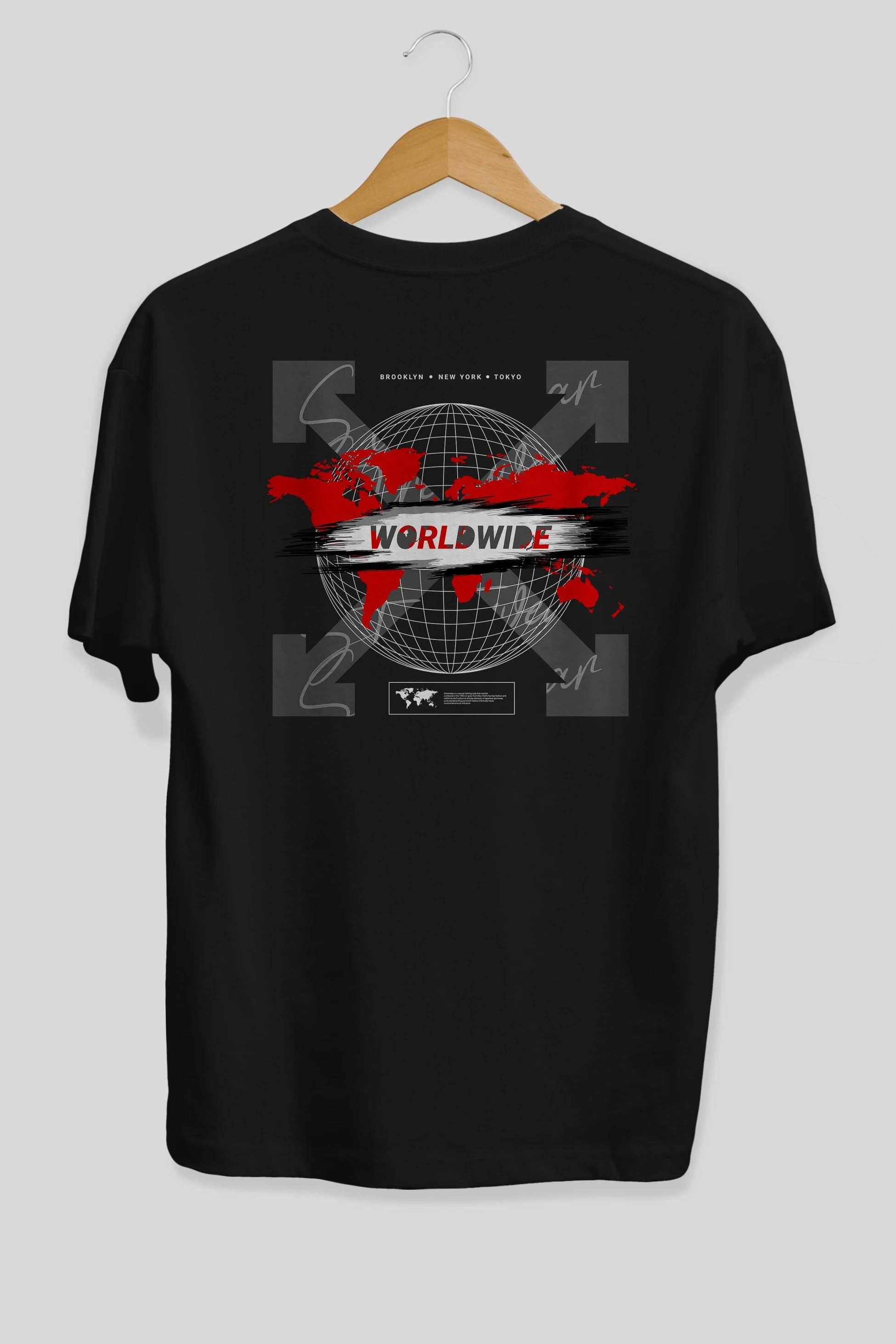 Worldwide Style Arka Baskılı Oversize t-shirt Erkek Kadın Unisex