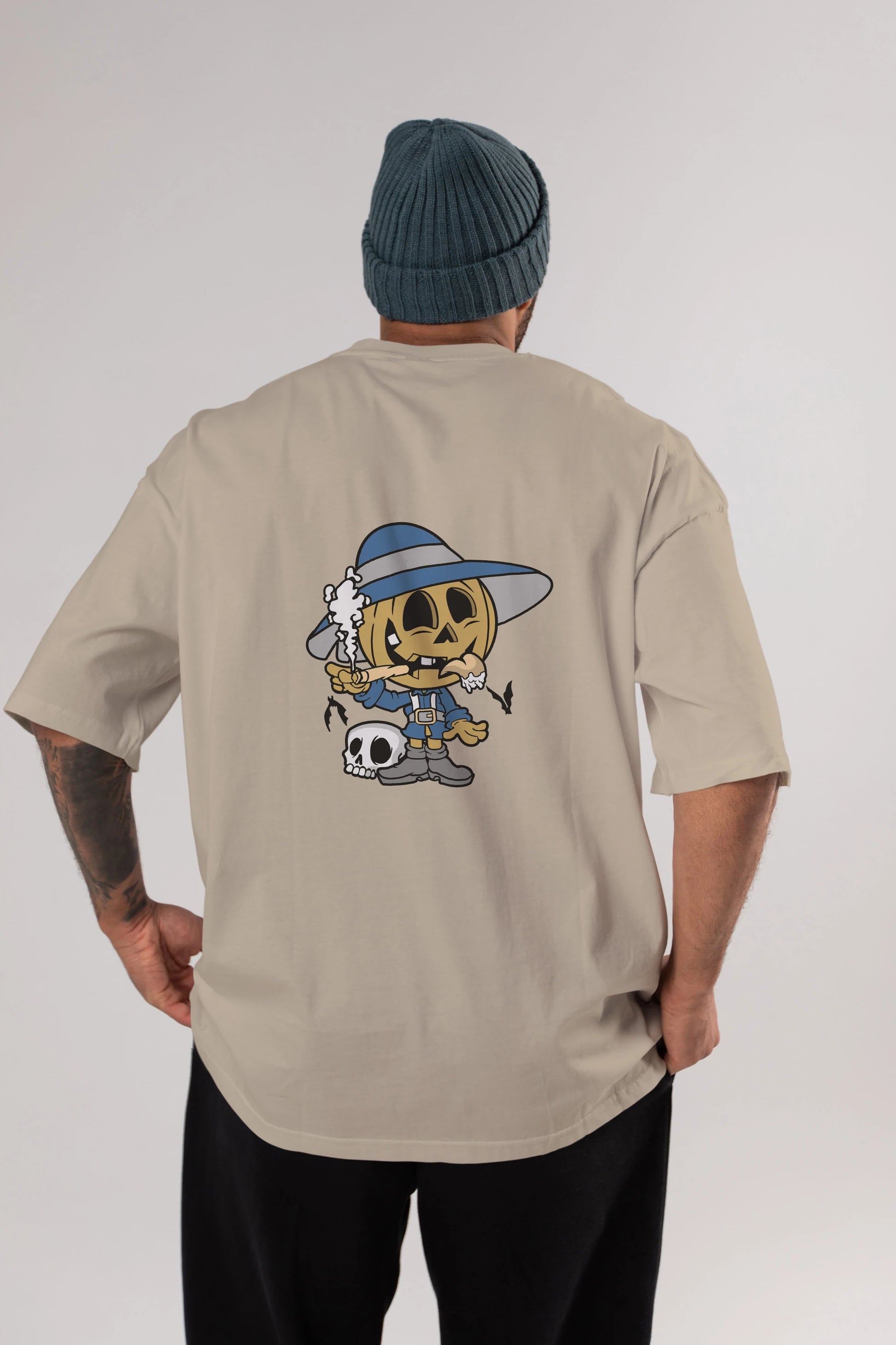 Halloween Kid Arka Baskılı Oversize t-shirt Erkek Kadın Unisex %100 Pamuk tişort