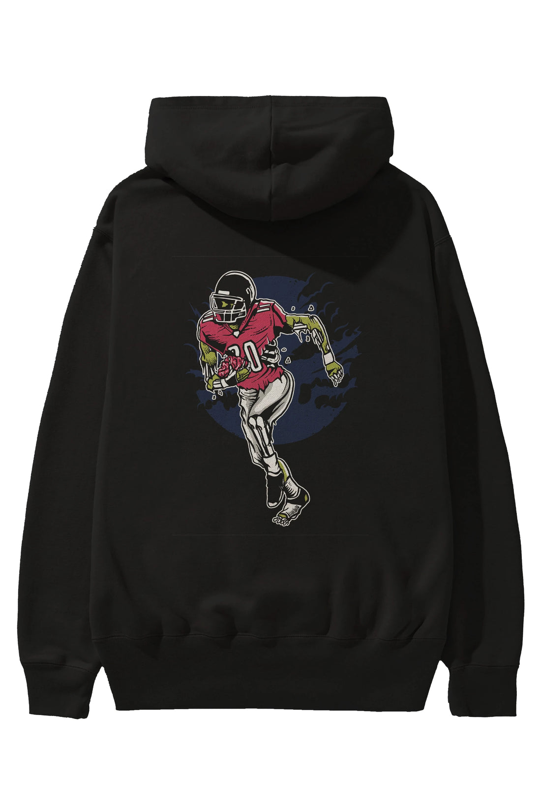 Zombie Football Arka Baskılı Hoodie Oversize Kapüşonlu Sweatshirt Erkek Kadın Unisex