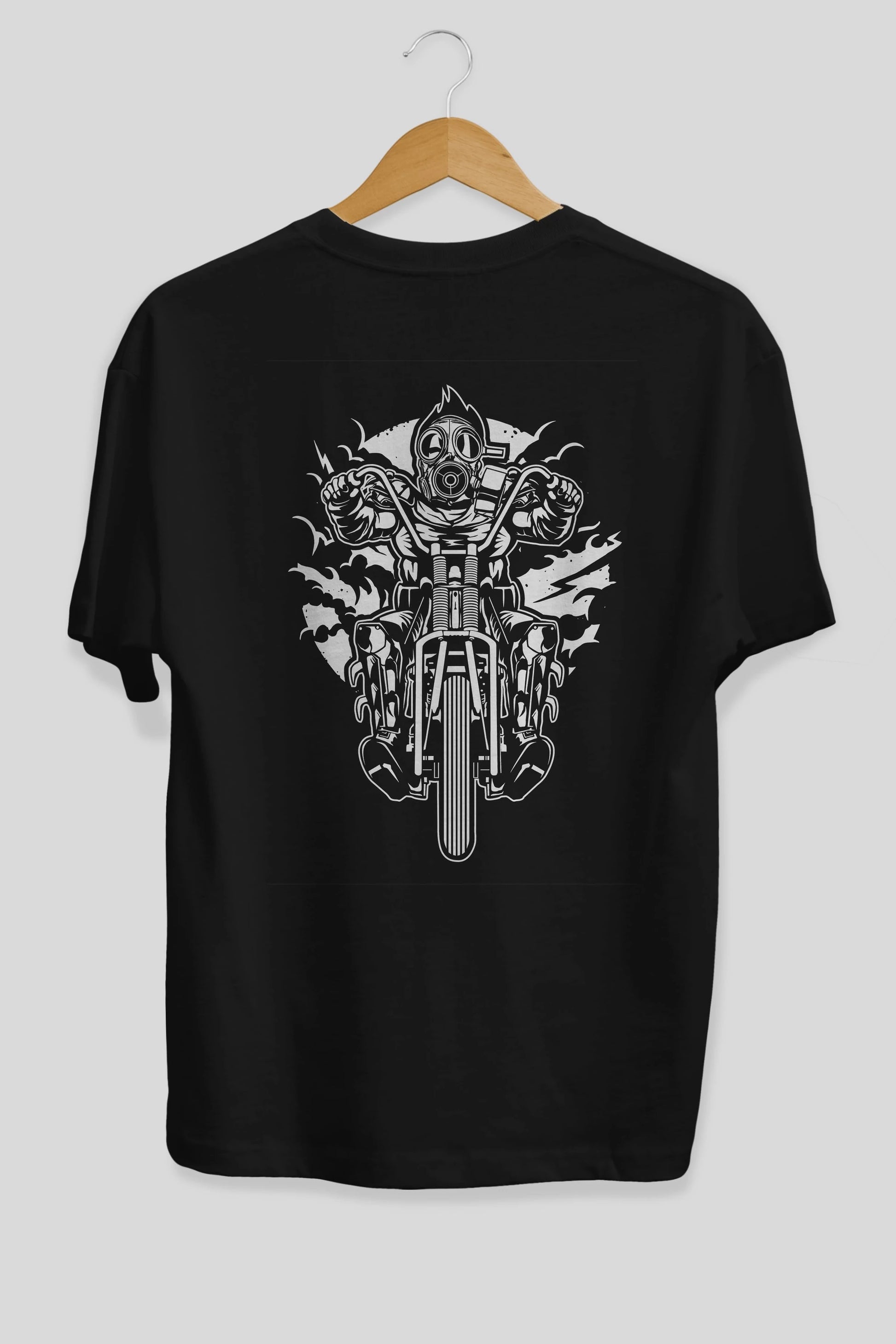 Gasmask Chopper Arka Baskılı Oversize t-shirt Erkek Kadın Unisex %100 Pamuk