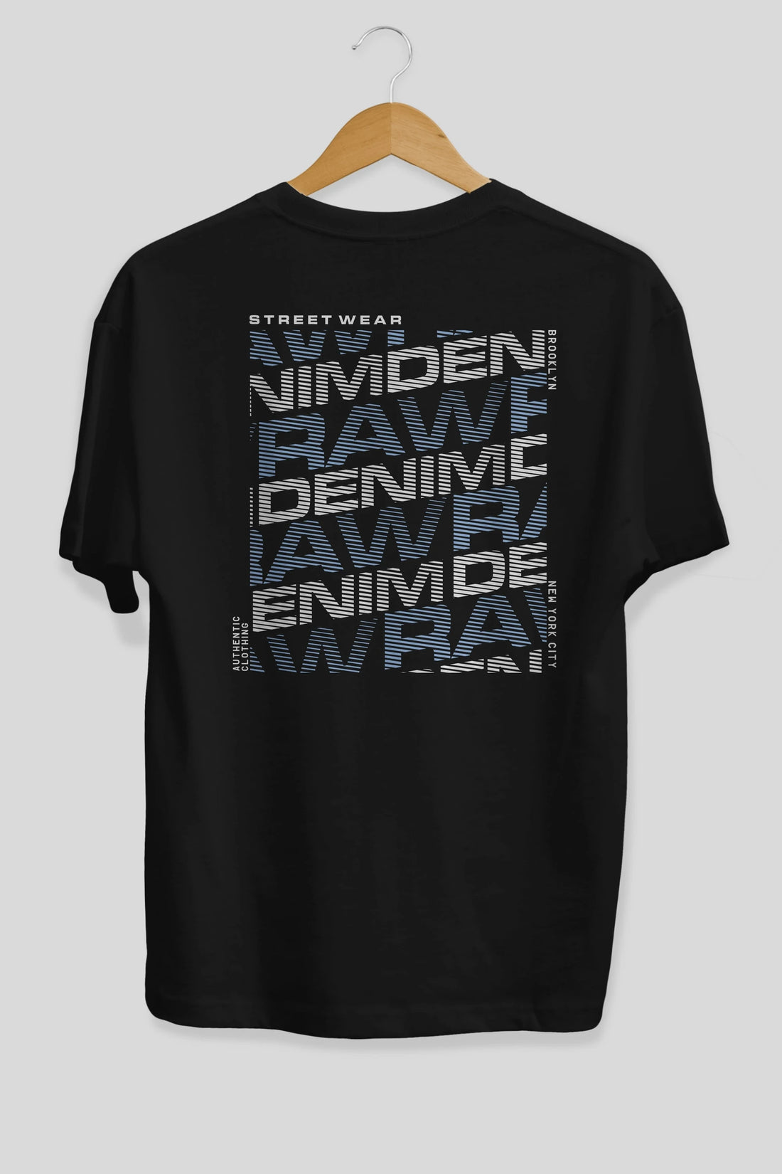 Raw Denim Arka Baskılı Oversize t-shirt Erkek Kadın Unisex