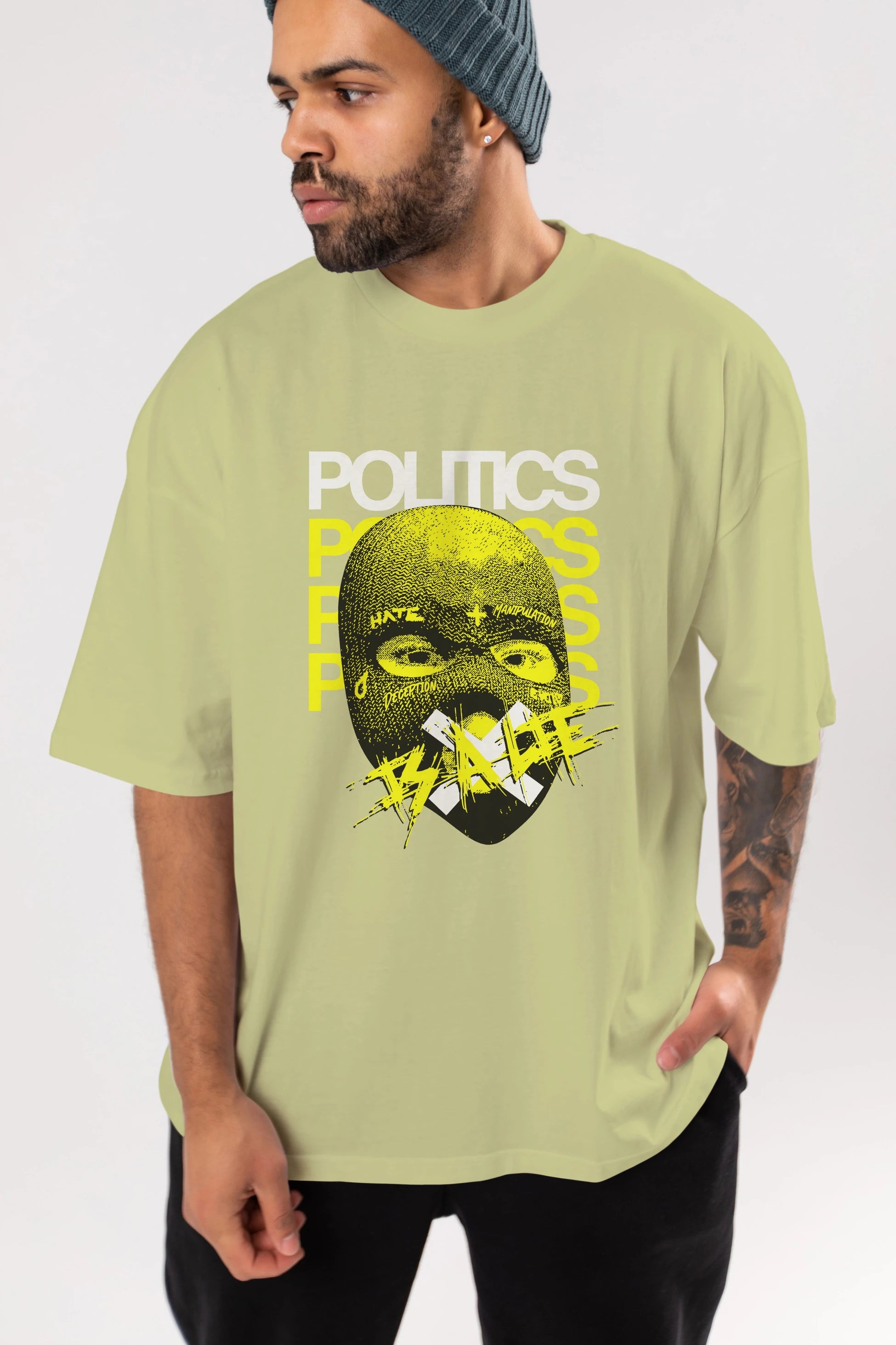 Politics is a Lie Ön Baskılı Oversize t-shirt Erkek Kadın Unisex