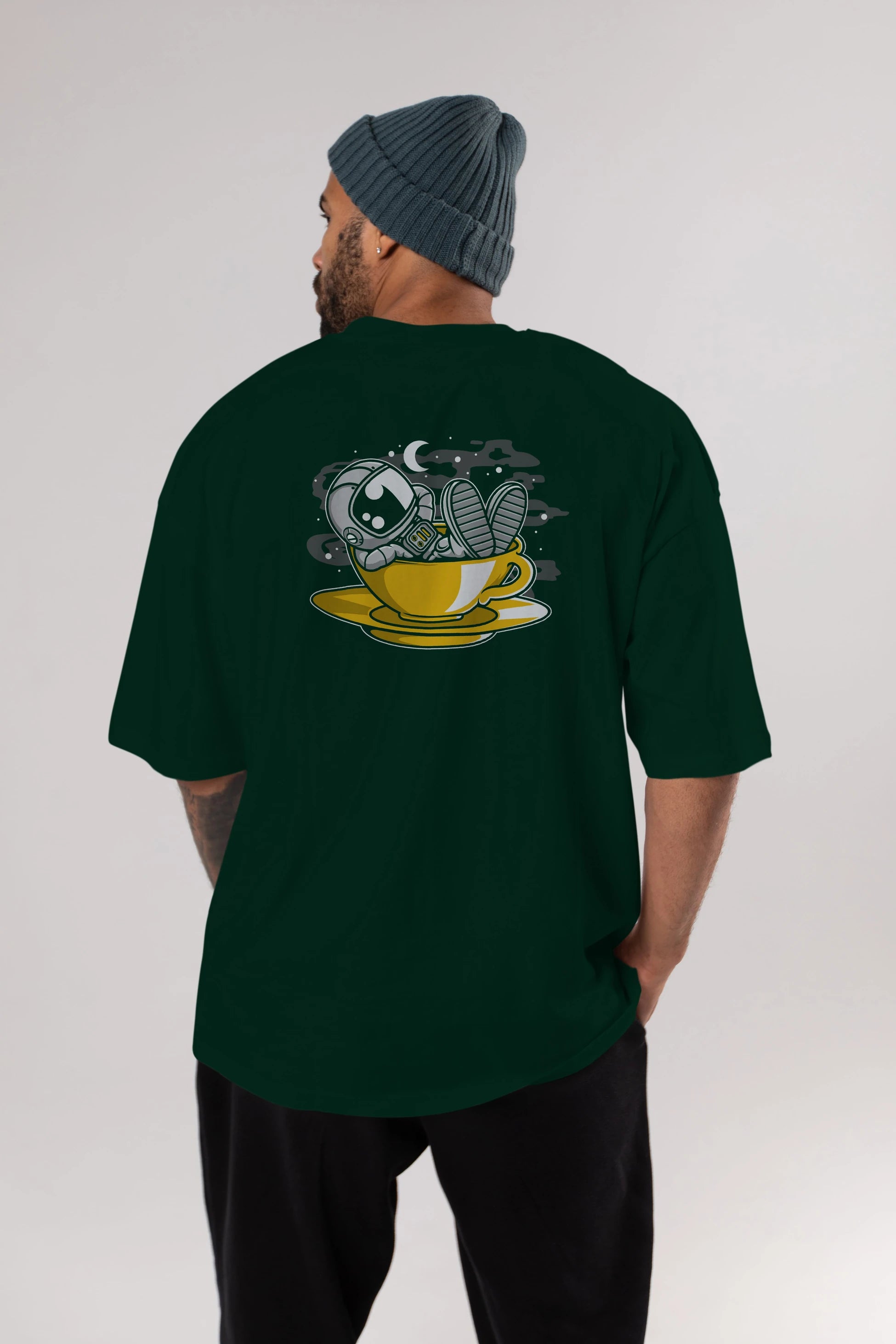 Astronaut Relax Arka Baskılı Oversize t-shirt Erkek Kadın Unisex