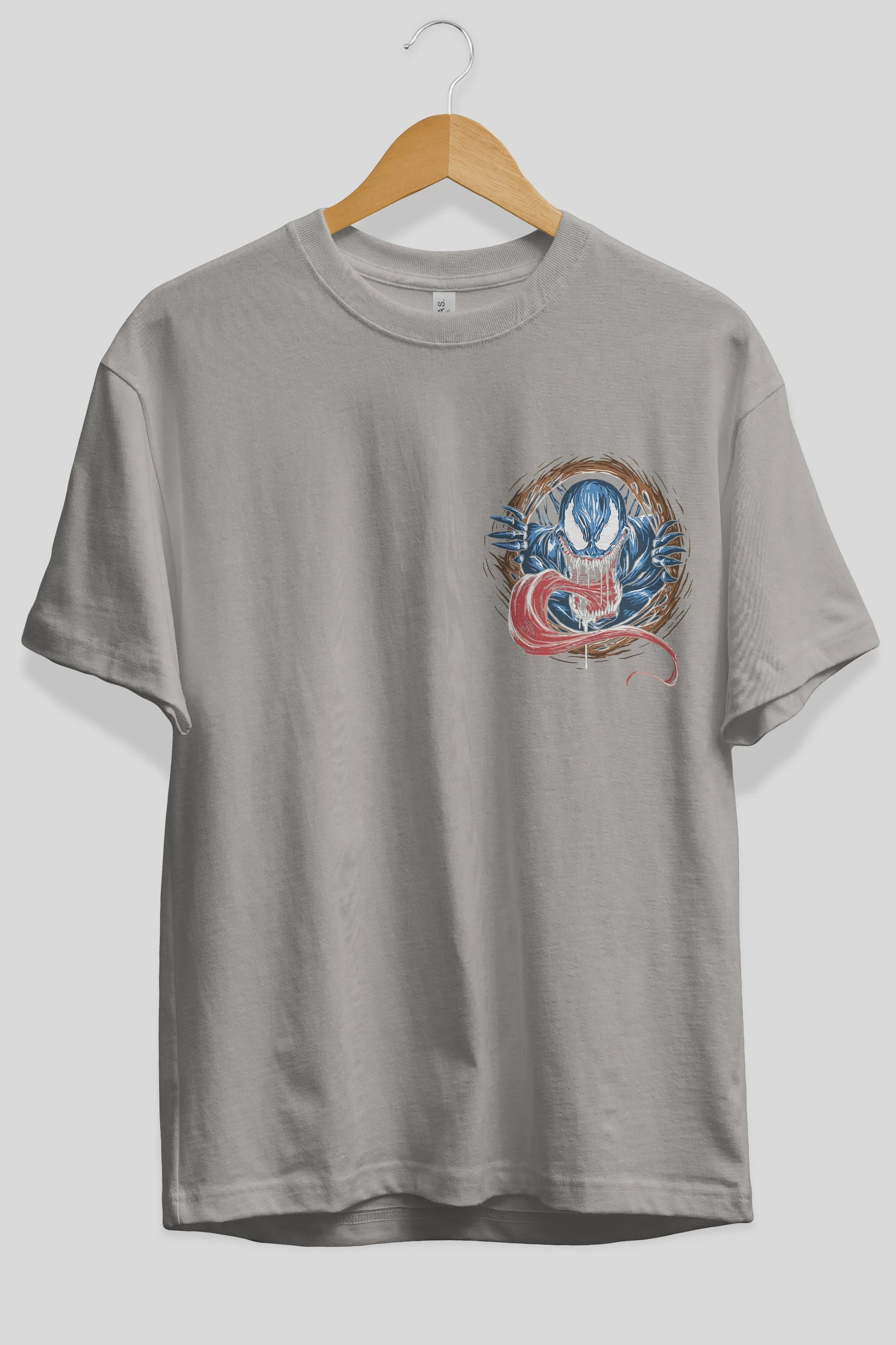 Venom (7) Ön Sol Baskılı Oversize t-shirt Erkek Kadın Unisex %100 Pamuk Bisiklet Yaka tişort