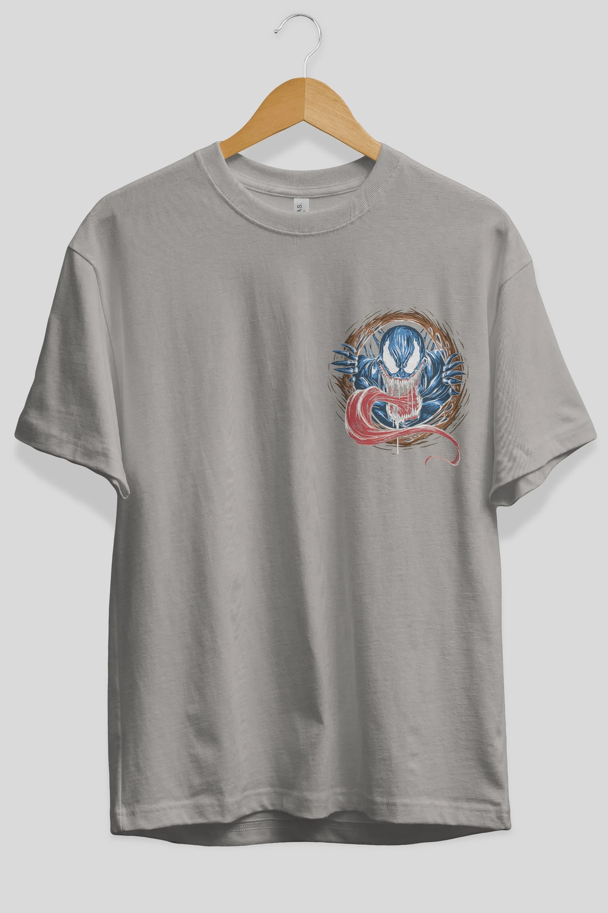 Venom (7) Ön Sol Baskılı Oversize t-shirt Erkek Kadın Unisex %100 Pamuk Bisiklet Yaka tişort