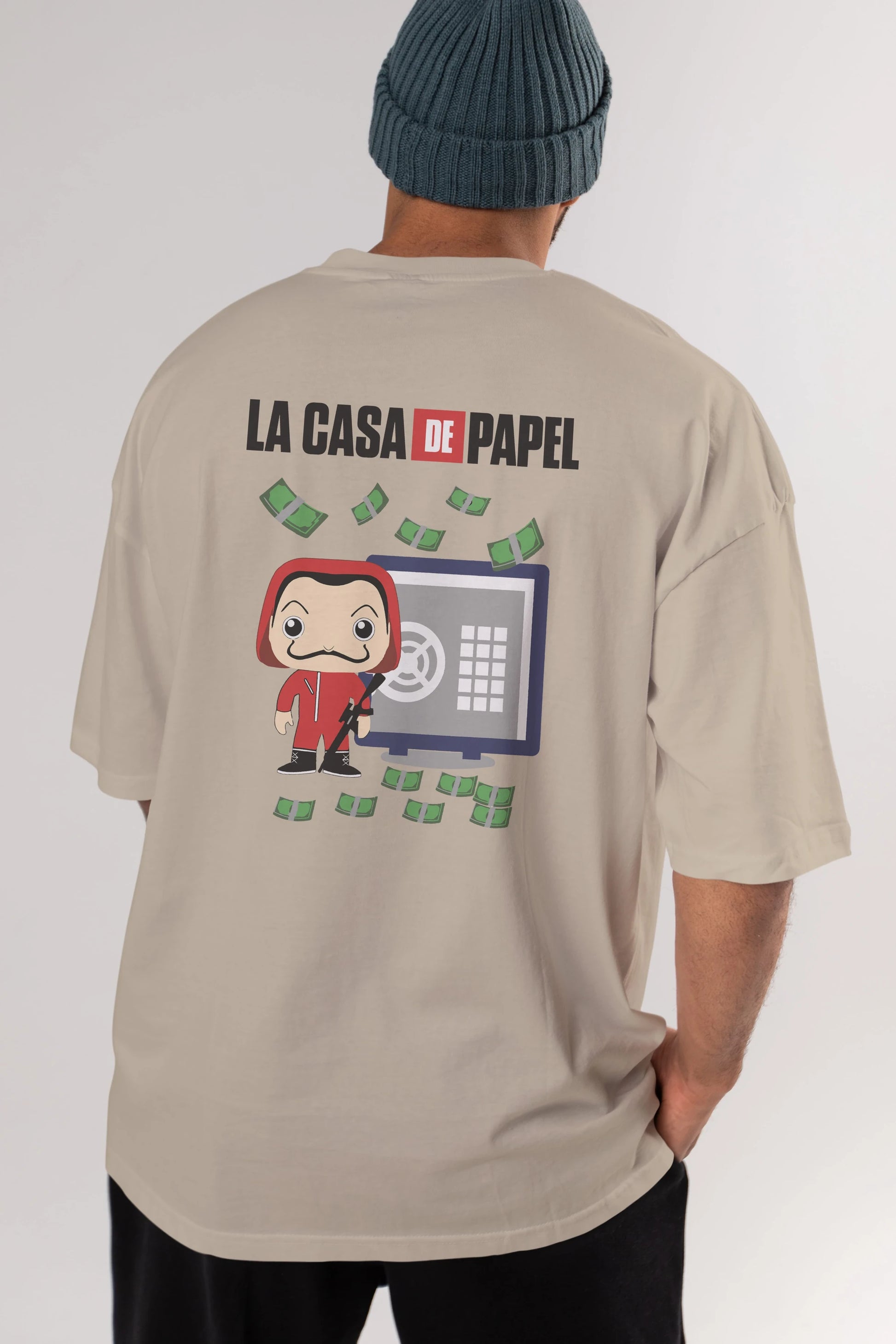 La Casa De Papel (4) Arka Baskılı Oversize t-shirt Erkek Kadın Unisex %100 Pamuk Bisiklet Yaka tişort