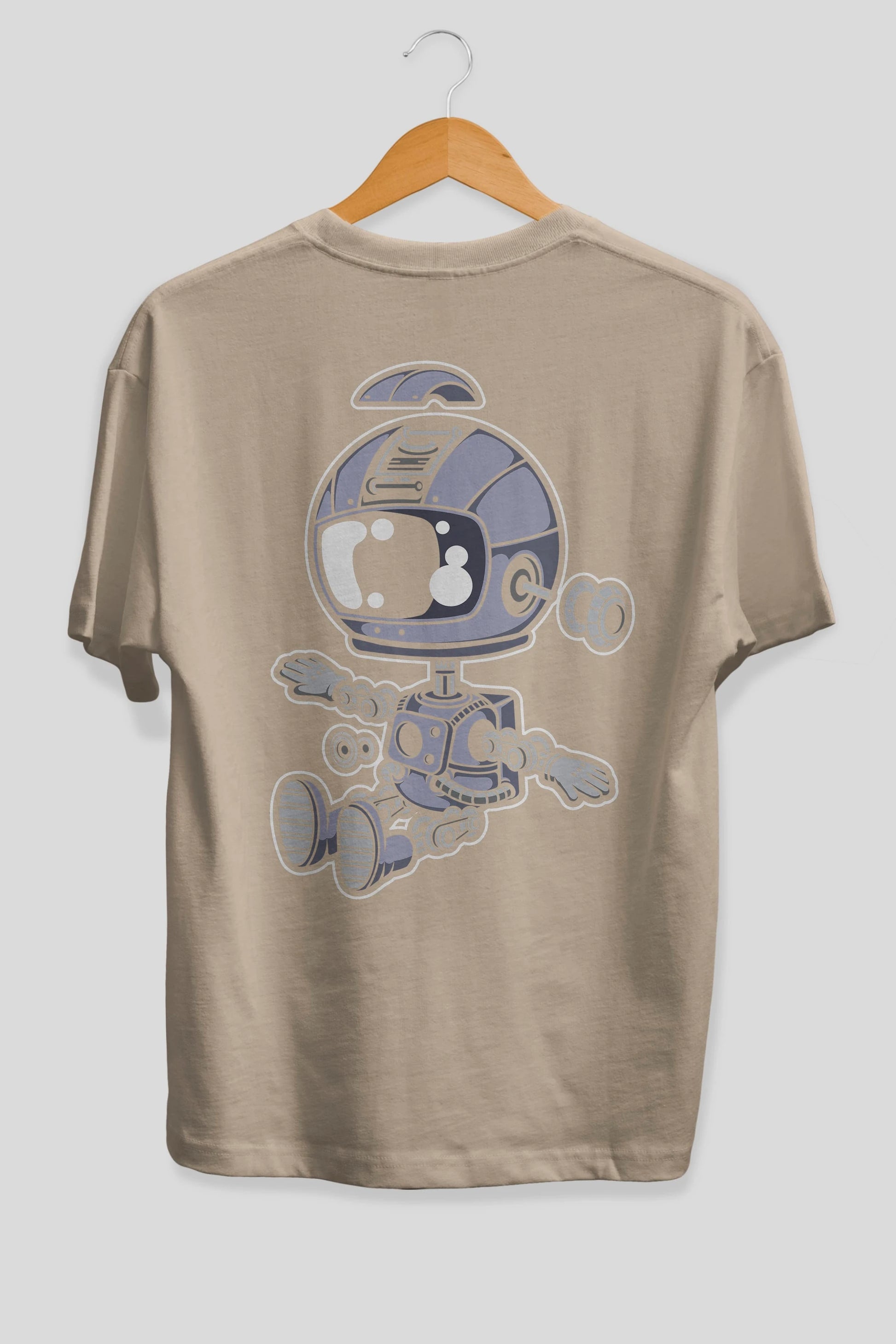 Astronaut Robot Arka Baskılı Oversize t-shirt Erkek Kadın Unisex