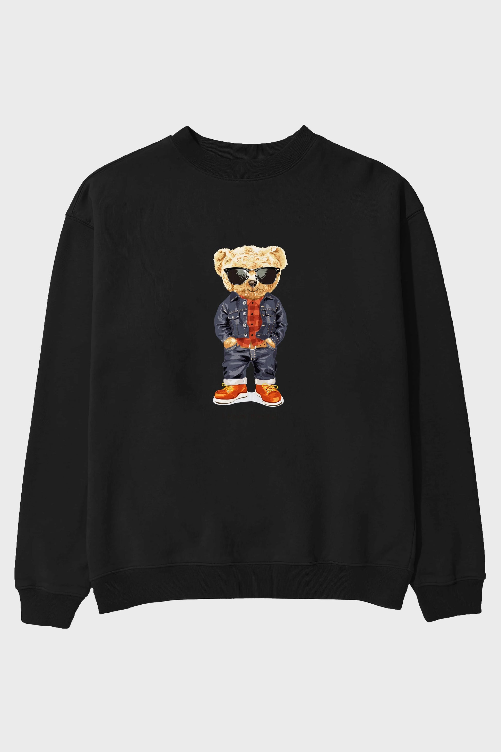 Teddy Bear Tarz Ön Baskılı Oversize Sweatshirt Erkek Kadın Unisex