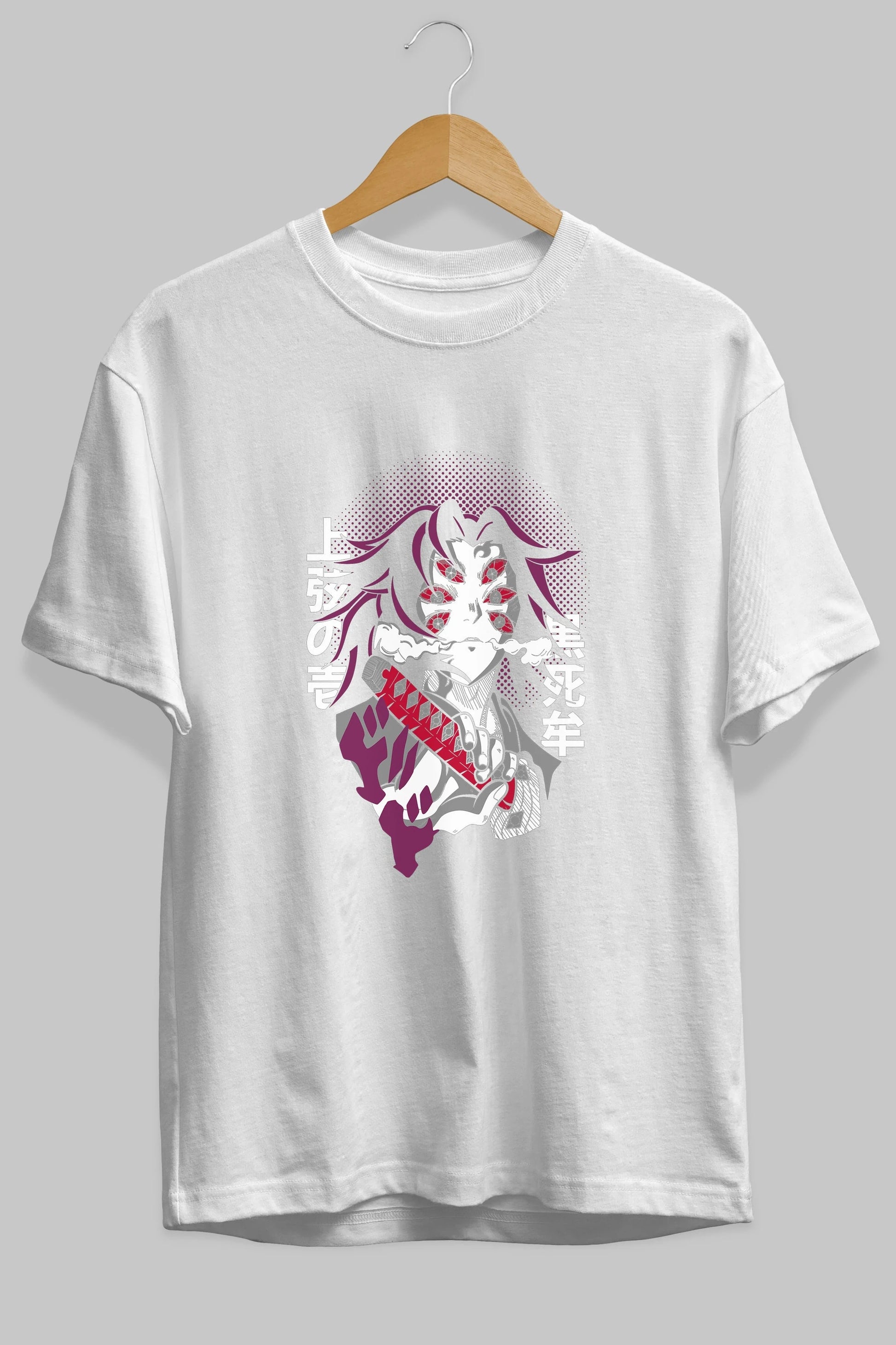 Kokushibo Anime Ön Baskılı Oversize t-shirt %100 pamuk Erkek Kadın Unisex