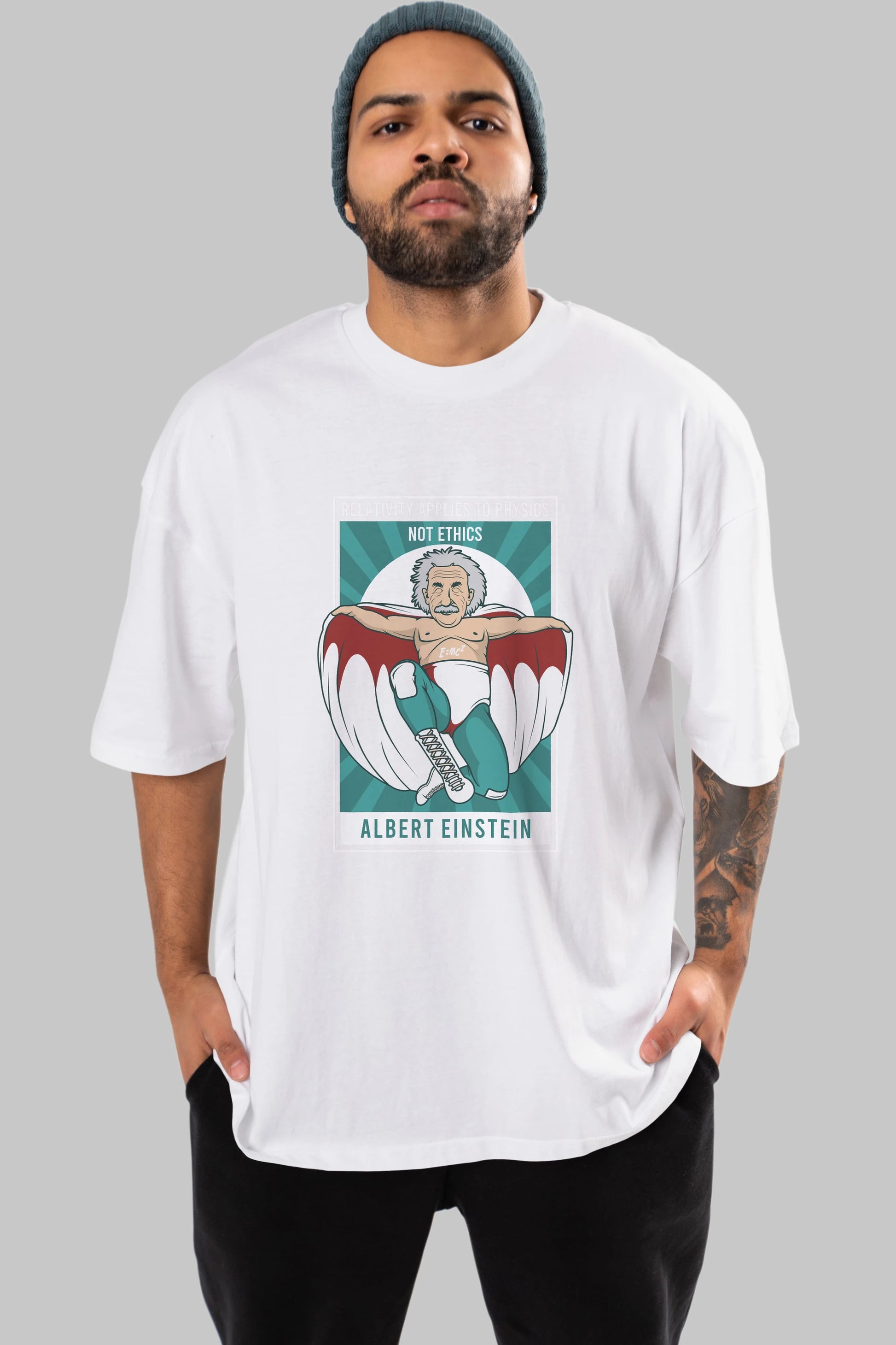 Nacho Libre Einstein Ön Baskılı Oversize t-shirt Erkek Kadın Unisex %100 Pamuk tişort