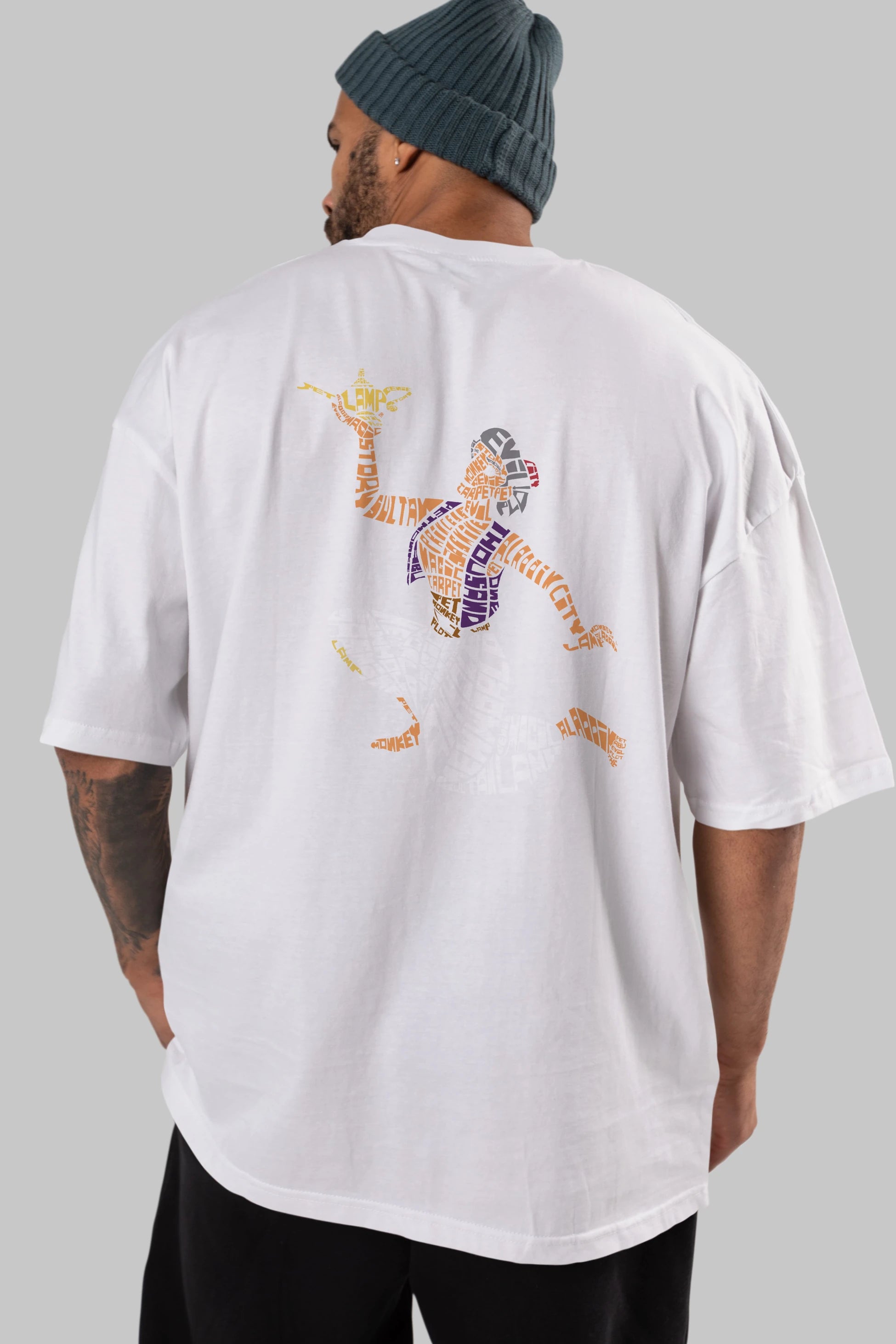 Aladdin Arka Baskılı Oversize t-shirt %100 pamuk Erkek Kadın Unisex