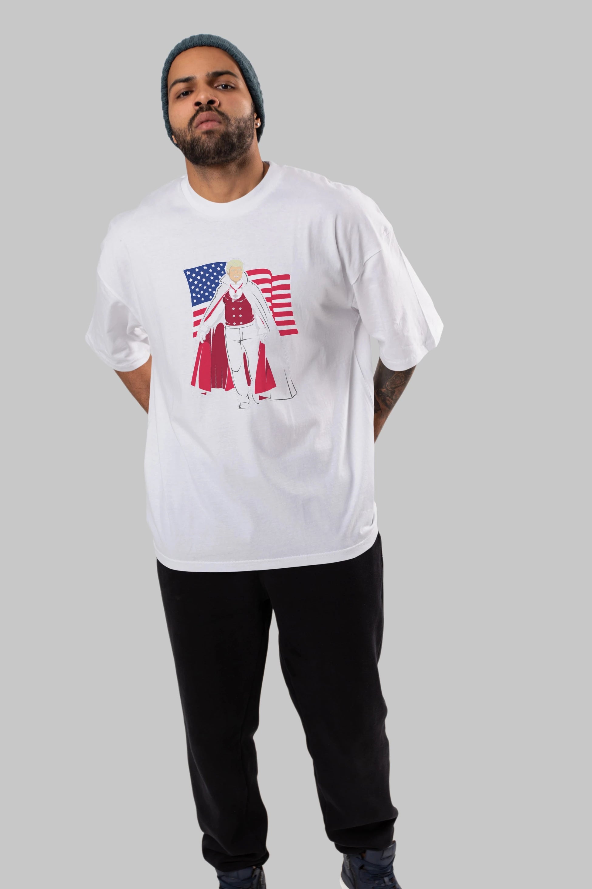 Trump Dracula Ön Baskılı Oversize t-shirt Erkek Kadın Unisex %100 Pamuk tişort