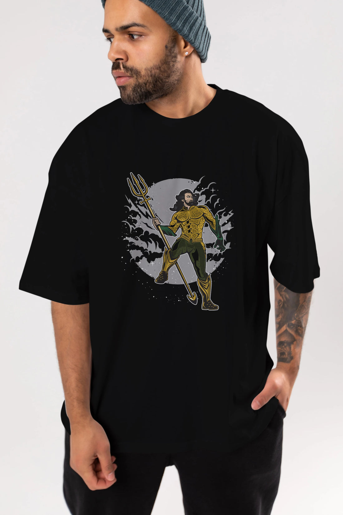 AQUAMAN Ön Baskılı Oversize t-shirt Erkek Kadın Unisex %100 Pamuk tişort