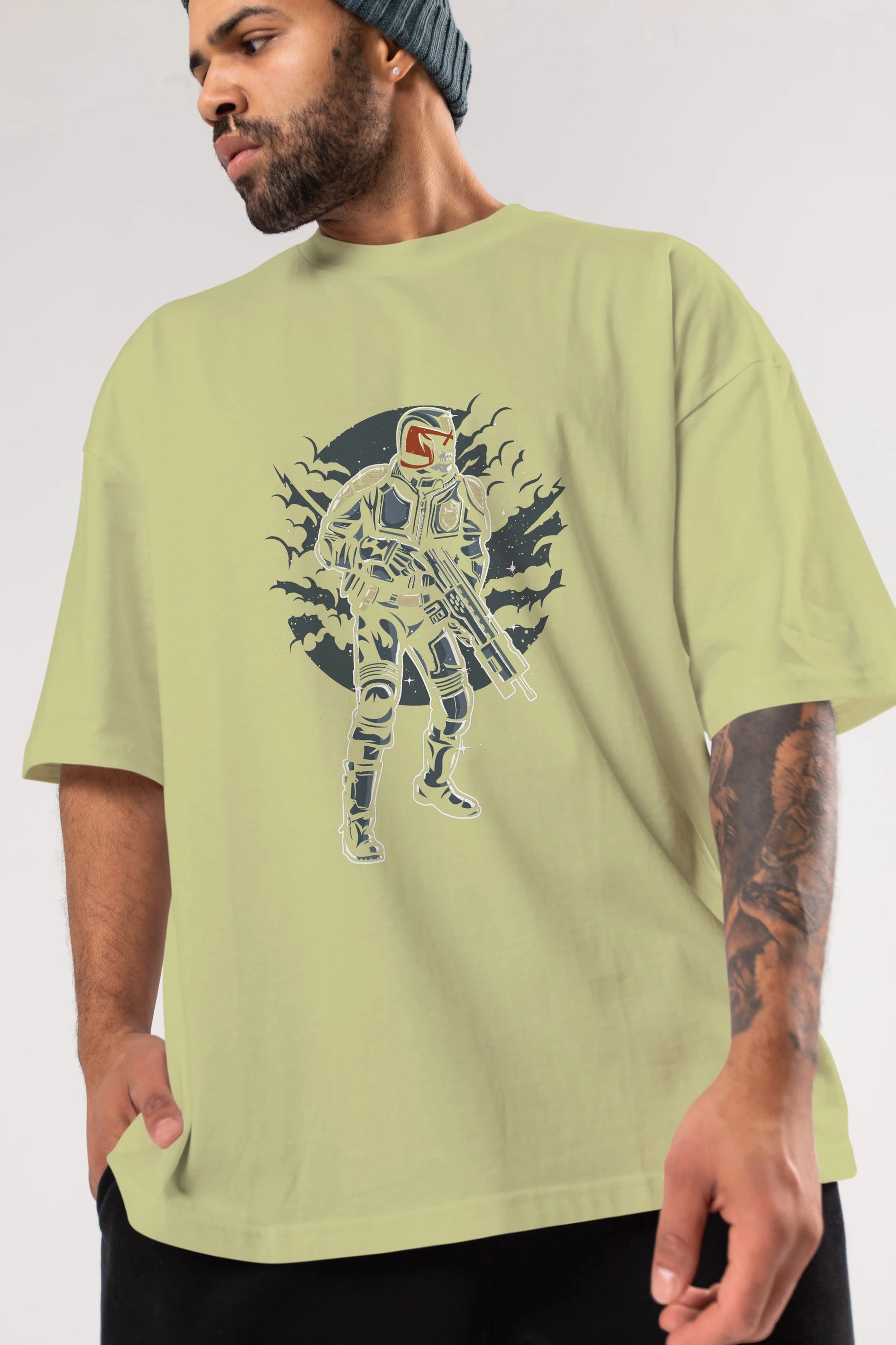 Judge Skull Ön Baskılı Oversize t-shirt Erkek Kadın Unisex %100 Pamuk tişort