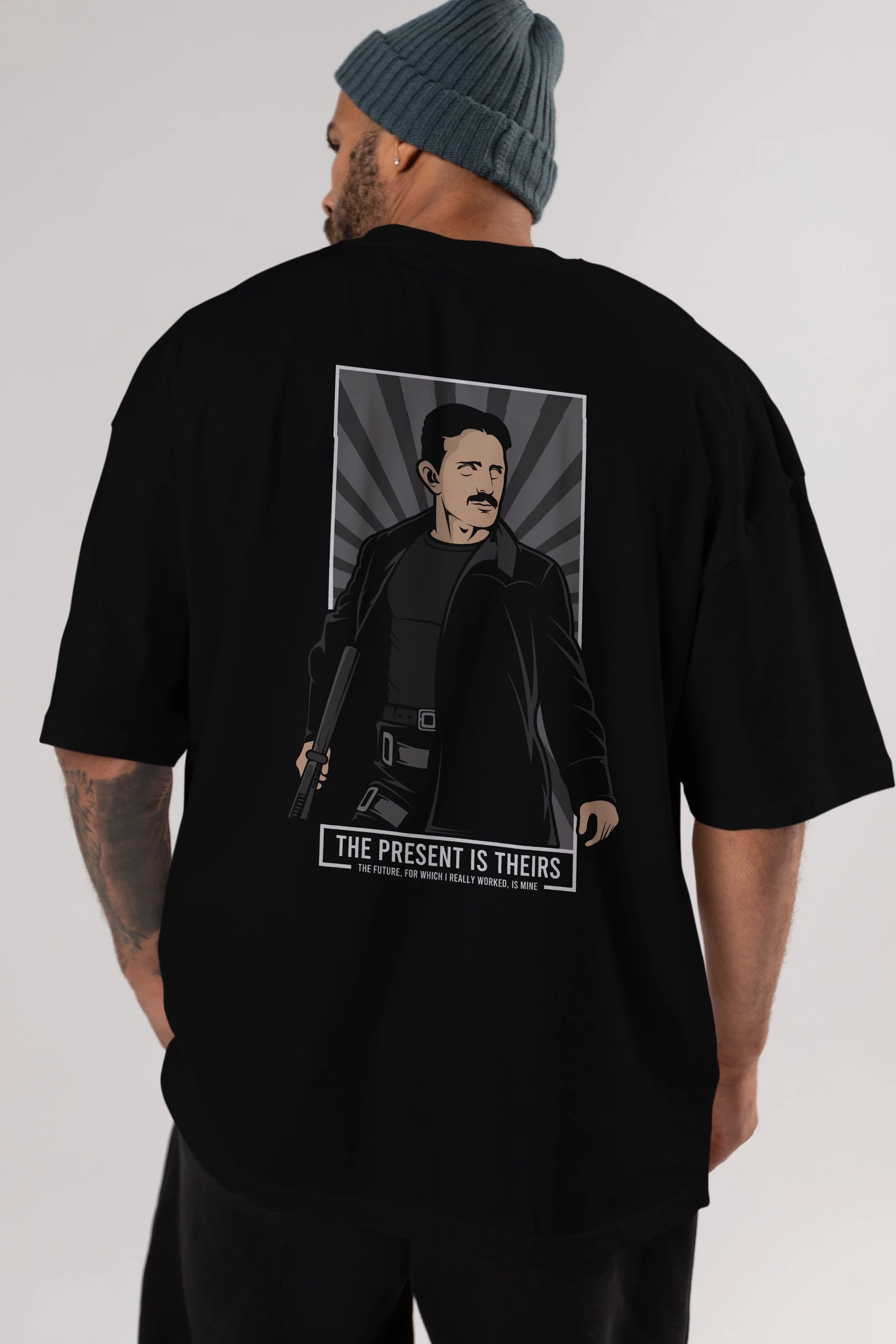 Tesla Matrix Arka Baskılı Oversize t-shirt Erkek Kadın Unisex %100 Pamuk tişort