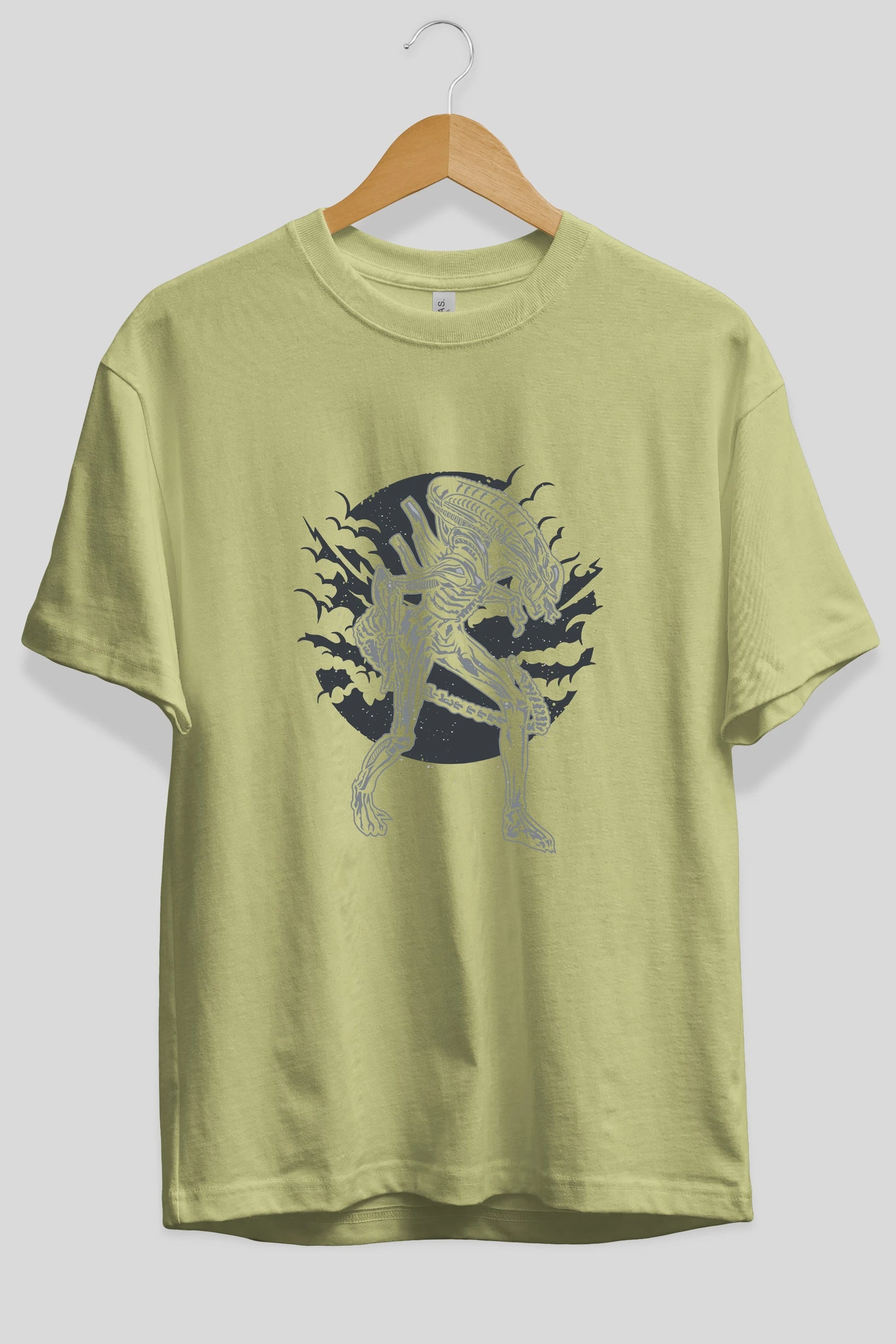 Xenomorph Ön Baskılı Oversize t-shirt Erkek Kadın Unisex %100 Pamuk tişort