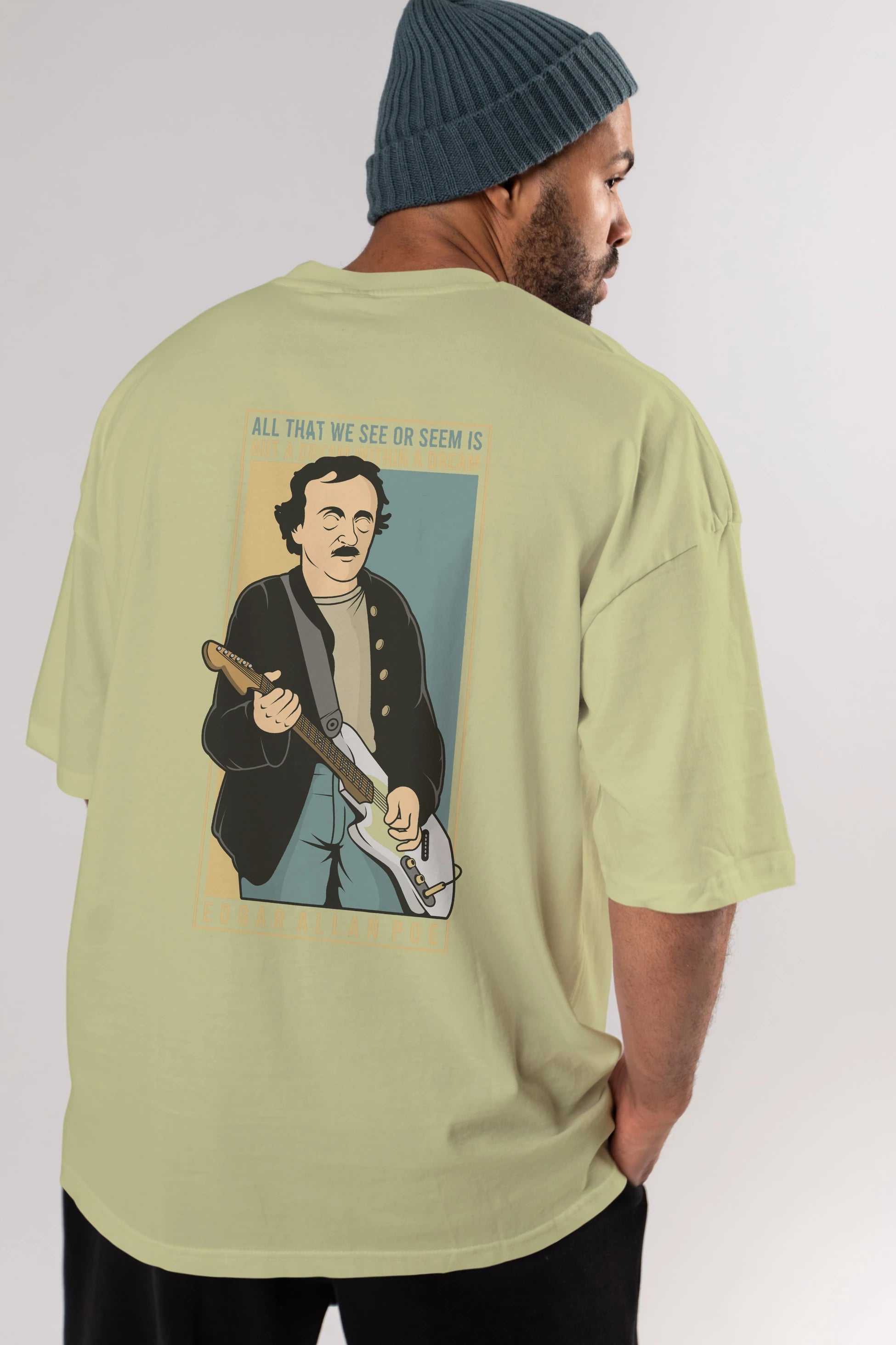 Edgar Alan Cobain Arka Baskılı Oversize t-shirt Erkek Kadın Unisex %100 Pamuk tişort