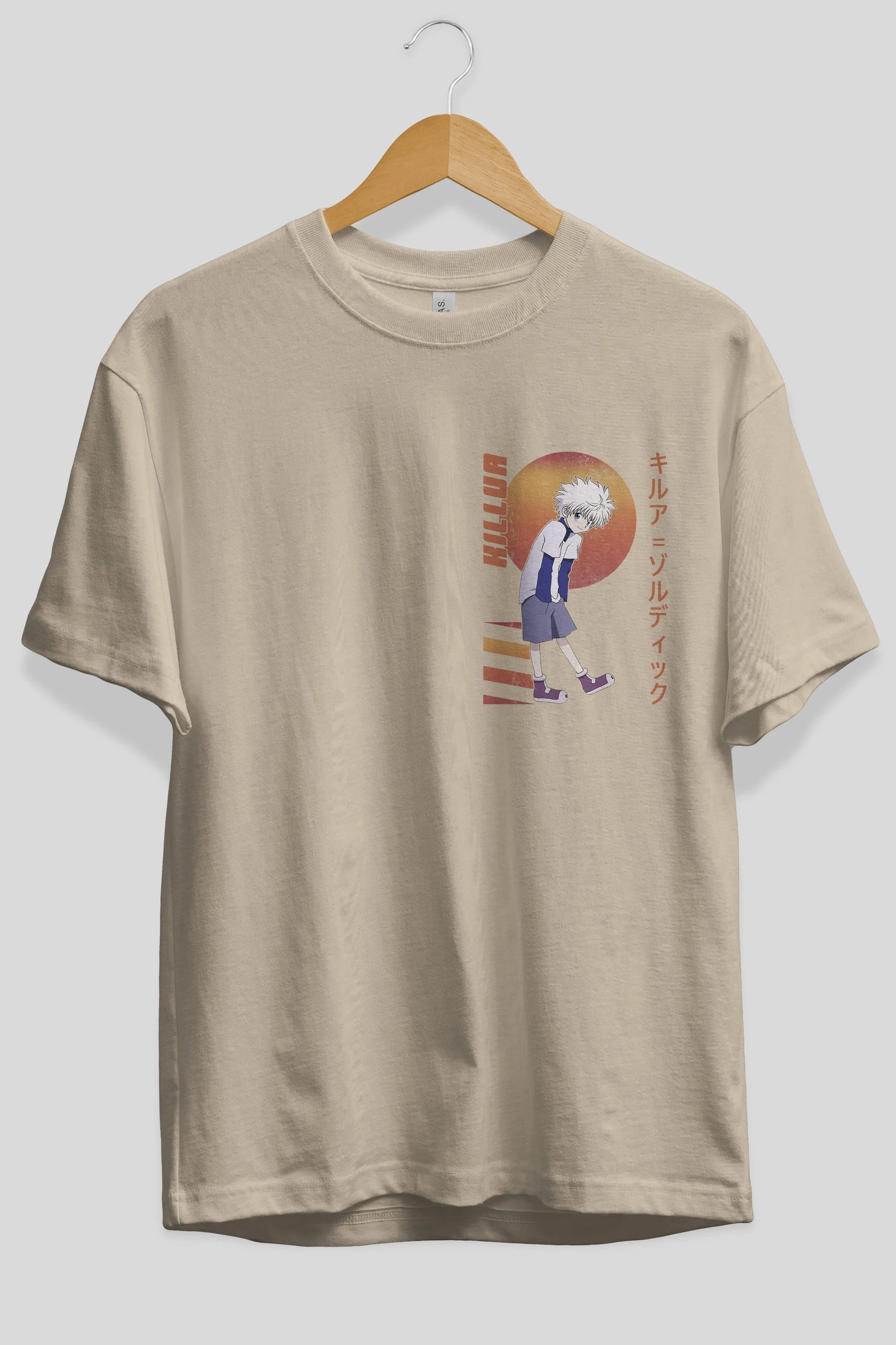 Killua Zoldyck 5 2 Ön Sol Baskılı Oversize t-shirt Erkek Kadın Unisex %100 Pamuk Bisiklet Yaka tişort