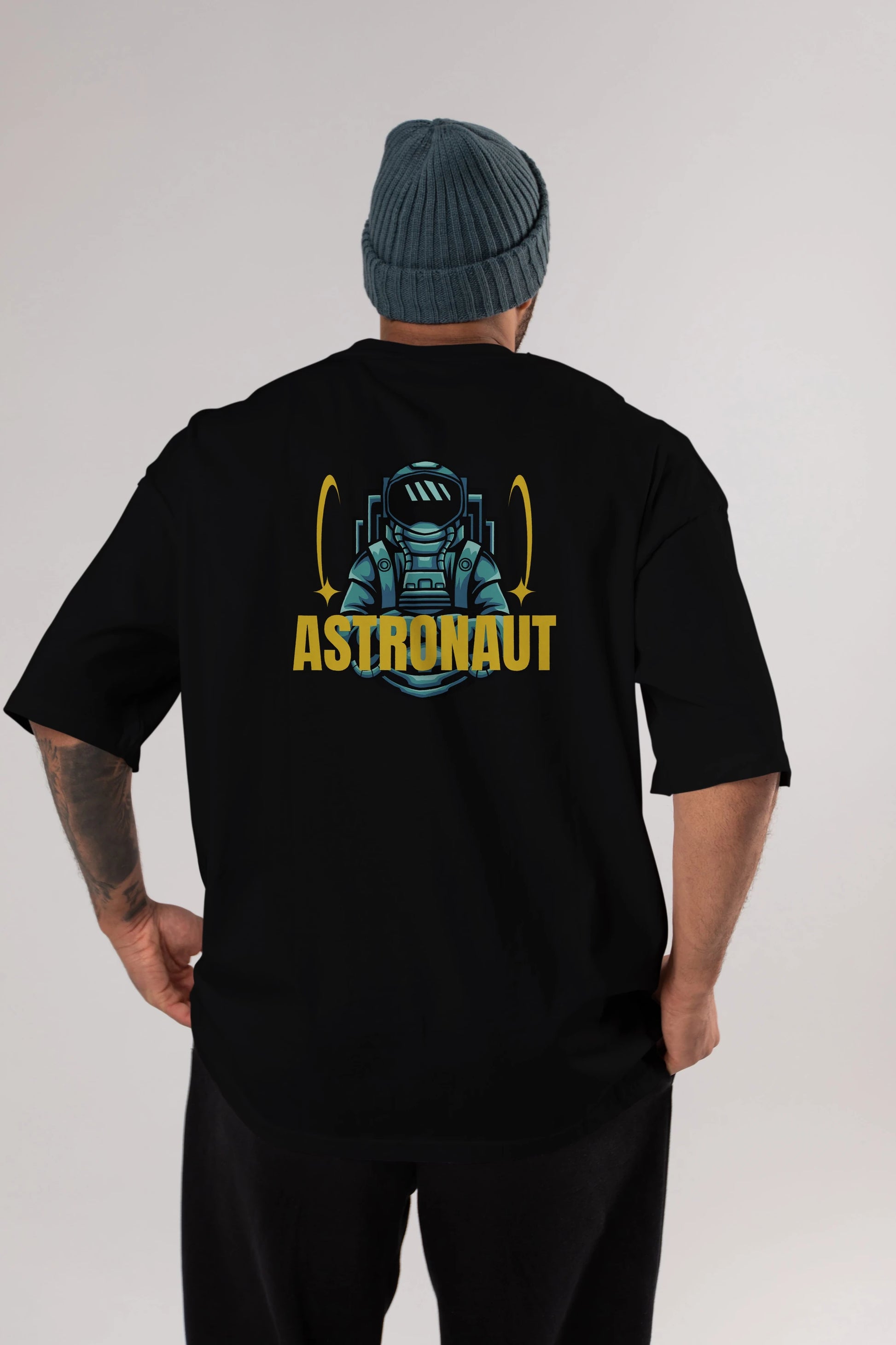 Astronaut Arka Baskılı Oversize t-shirt Erkek Kadın Unisex
