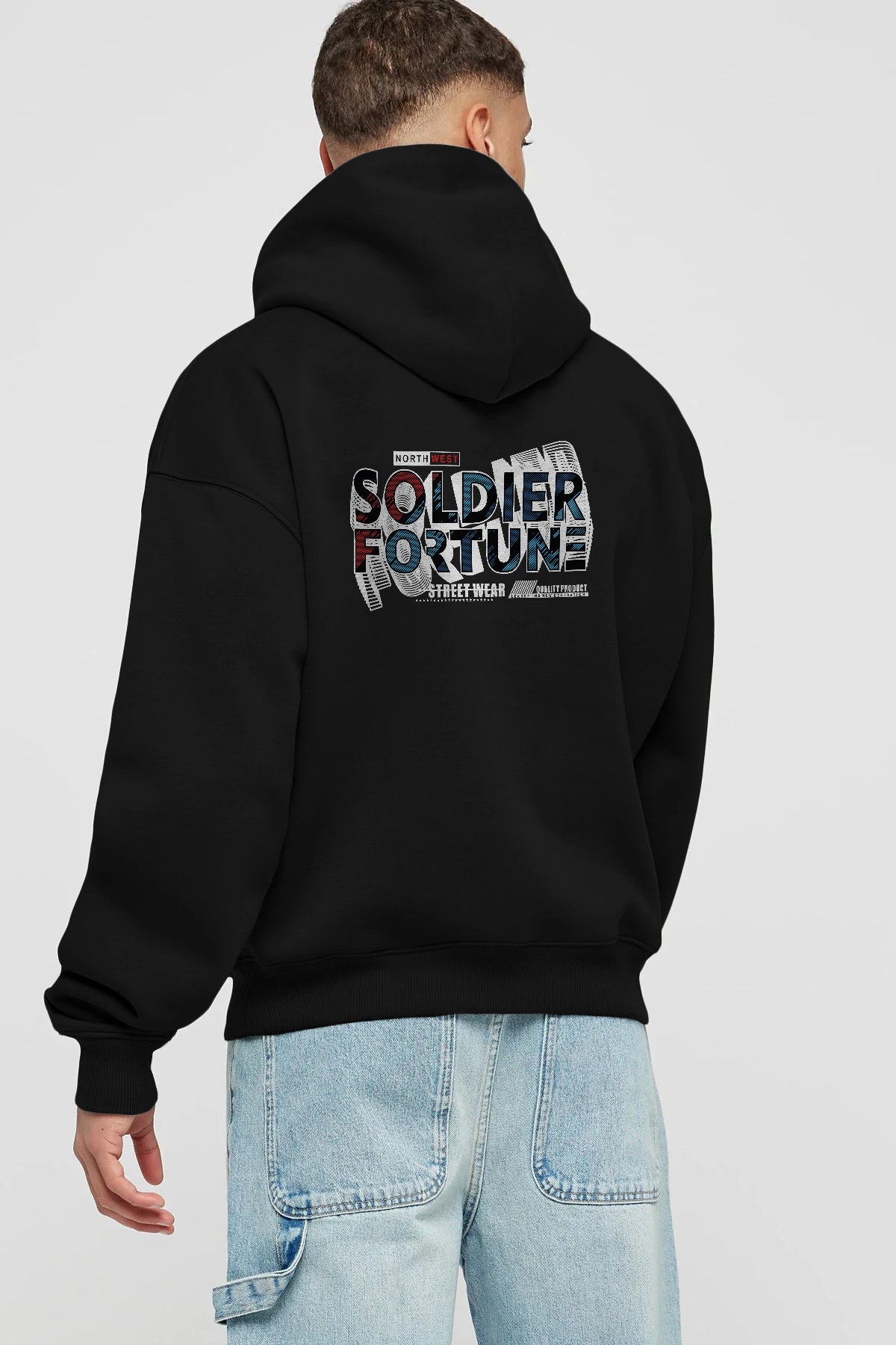 Soldier Fortune Arka Baskılı Hoodie Oversize Kapüşonlu Sweatshirt Erkek Kadın Unisex