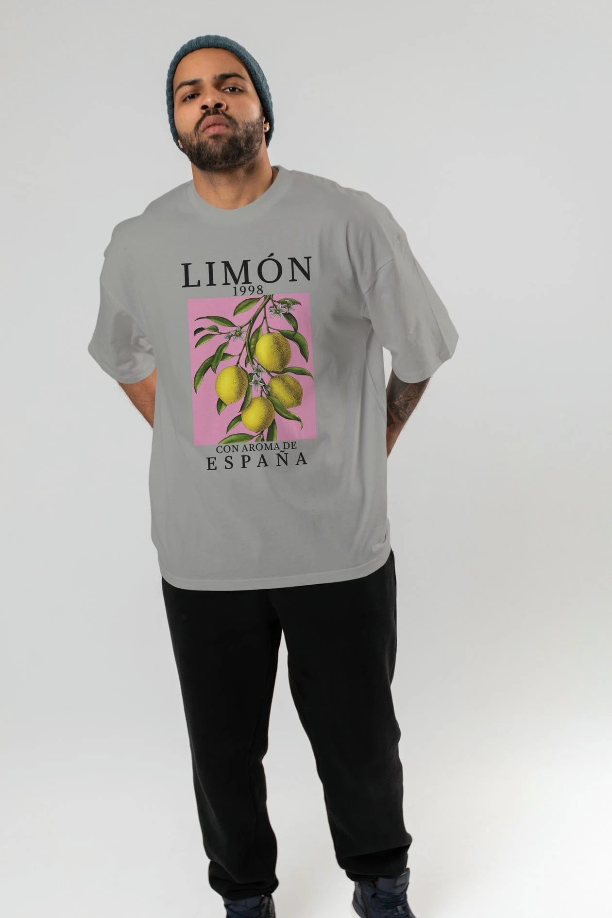 Limon Espana Ön Baskılı Oversize t-shirt Erkek Kadın Pamuk Bisiklet Yaka tişort