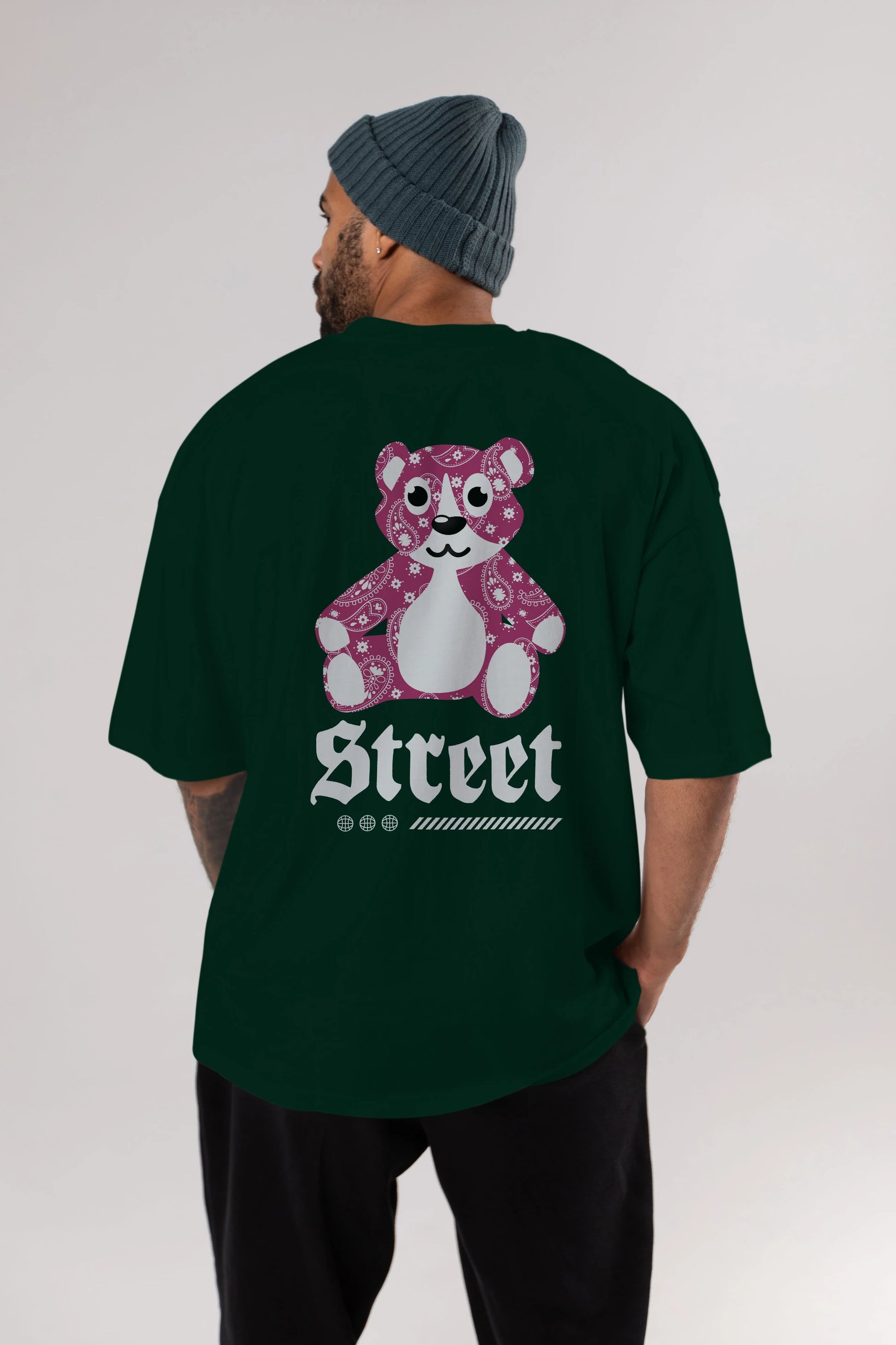 Street Bear Arka Baskılı Oversize t-shirt Erkek Kadın Unisex