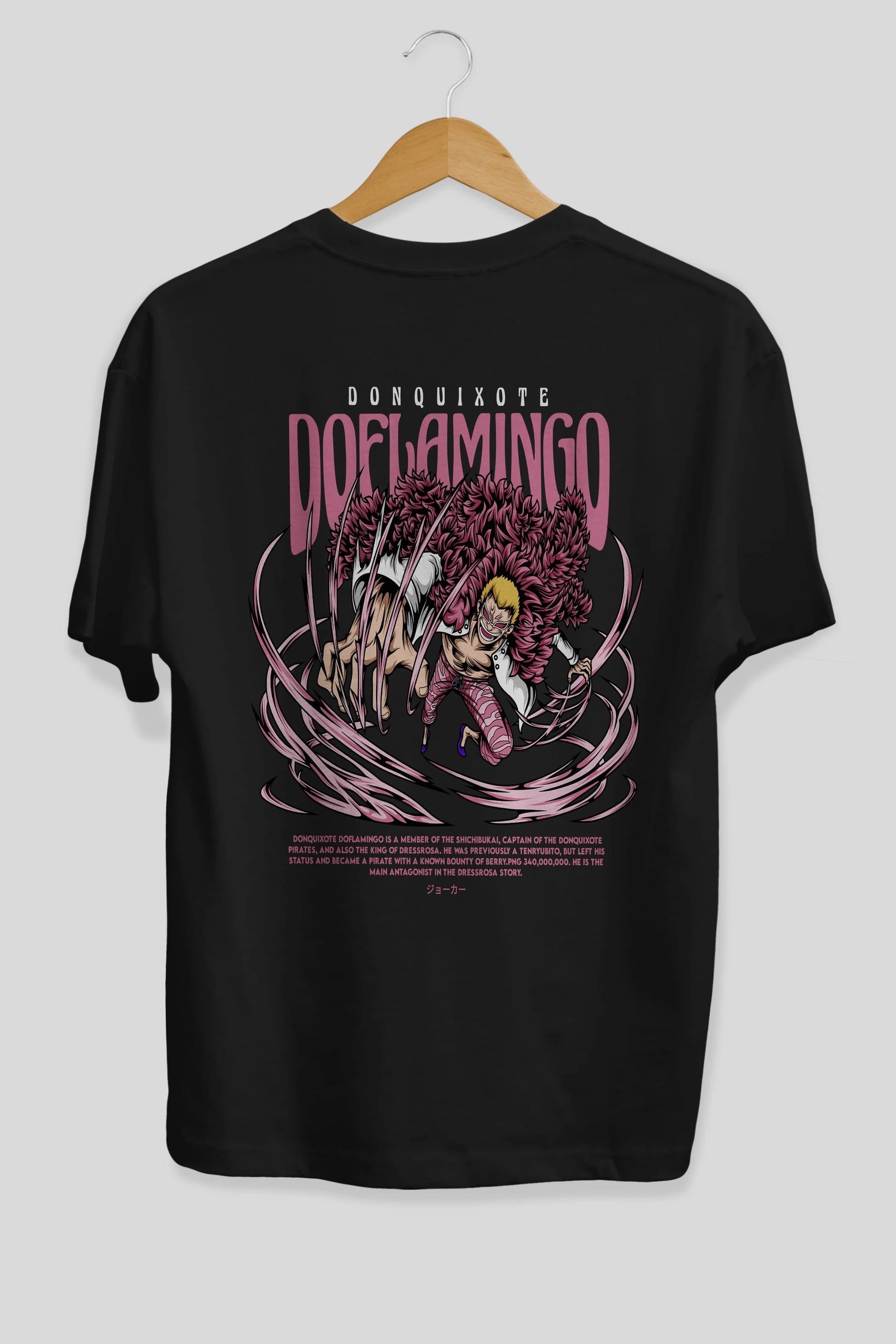 Doflamingo Anime Arka Baskılı Oversize t-shirt Erkek Kadın Unisex