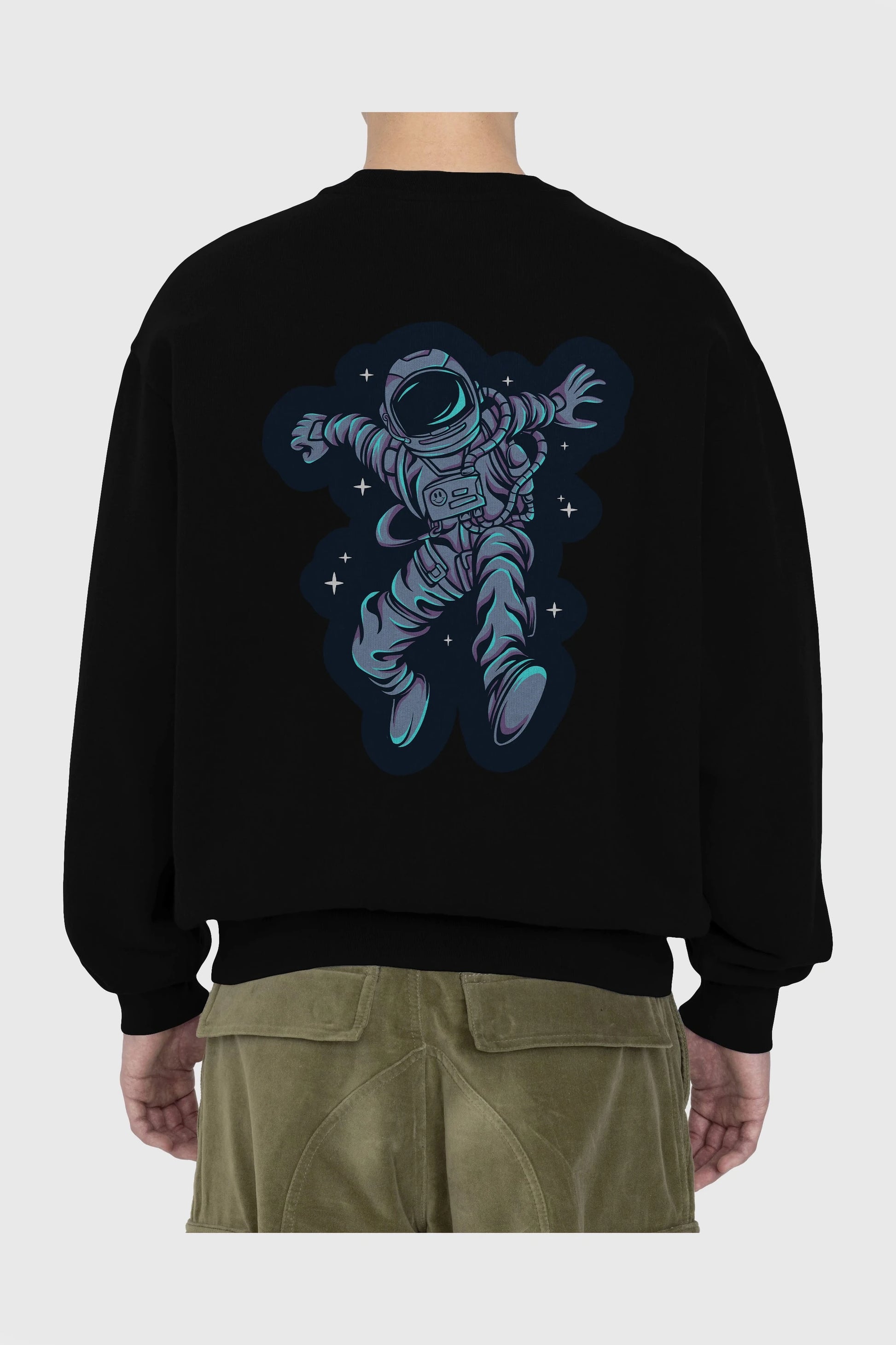 Astrostars sticker Arka Baskılı Oversize Sweatshirt Erkek Kadın Unisex