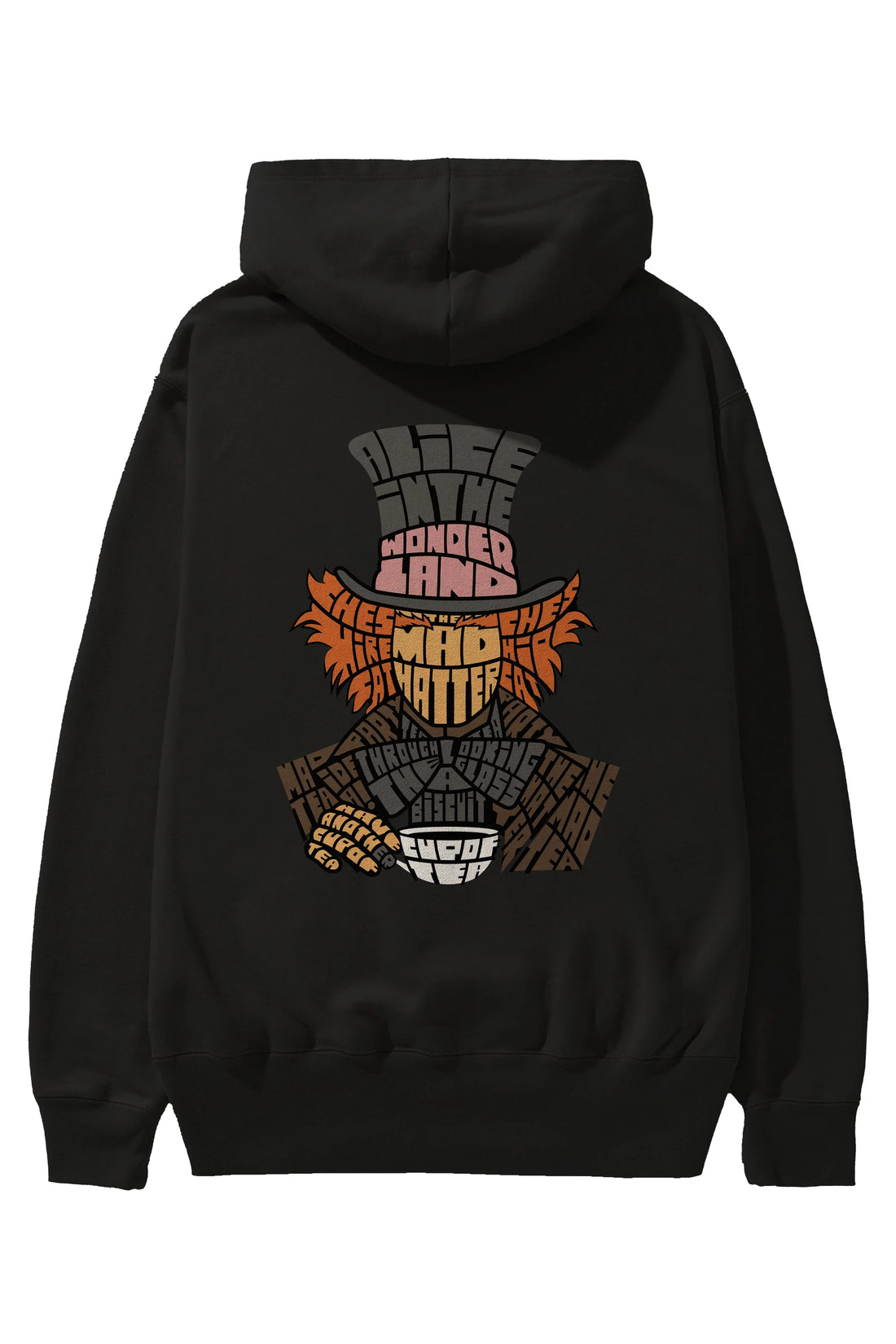 Madhatter Arka Baskılı Hoodie Oversize Kapüşonlu Sweatshirt Erkek Kadın Unisex