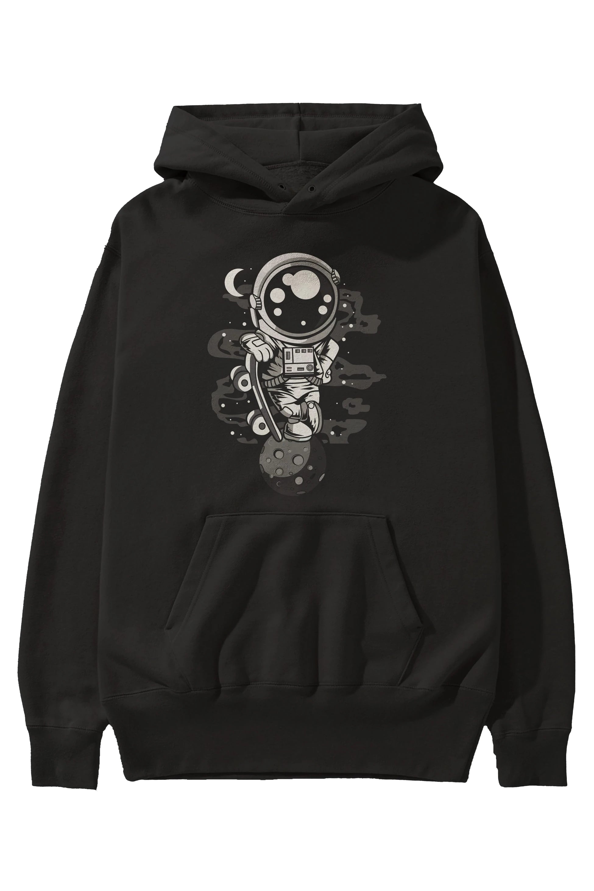 Astronaut Skater Boy Ön Baskılı Hoodie Oversize Kapüşonlu Sweatshirt Erkek Kadın Unisex