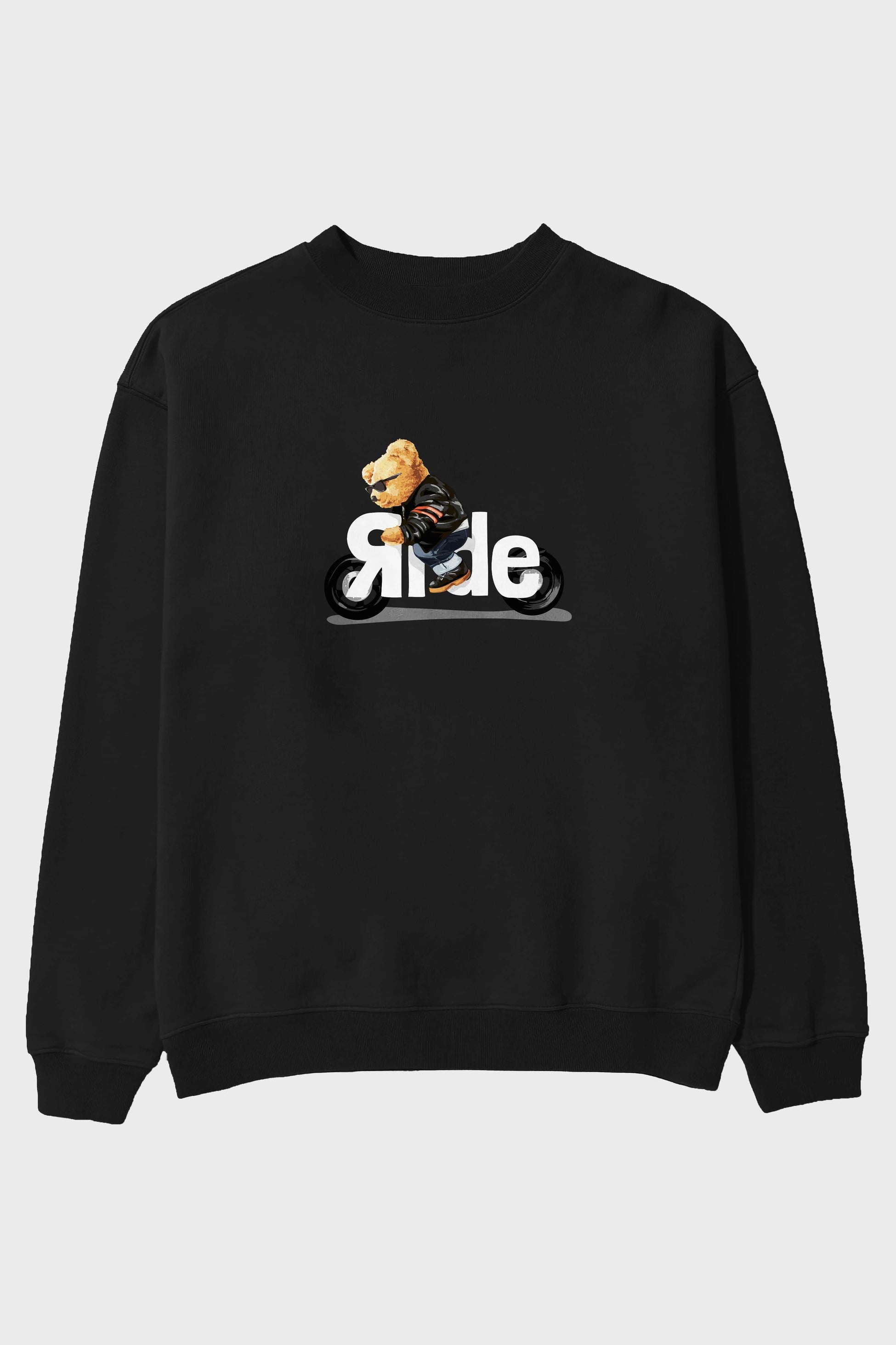 Teddy Bear Ride Ön Baskılı Oversize Sweatshirt Erkek Kadın Unisex
