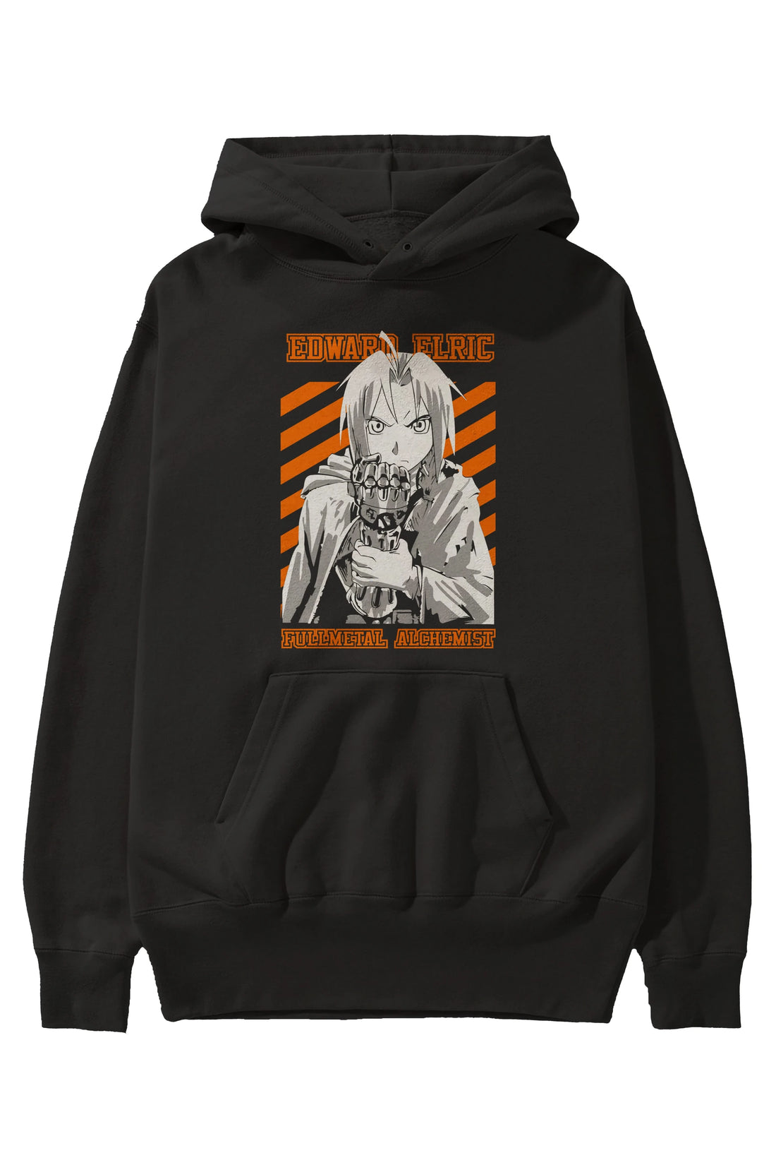EDWARD ELRIC Anime Ön Baskılı Hoodie Oversize Kapüşonlu Sweatshirt Erkek Kadın Unisex