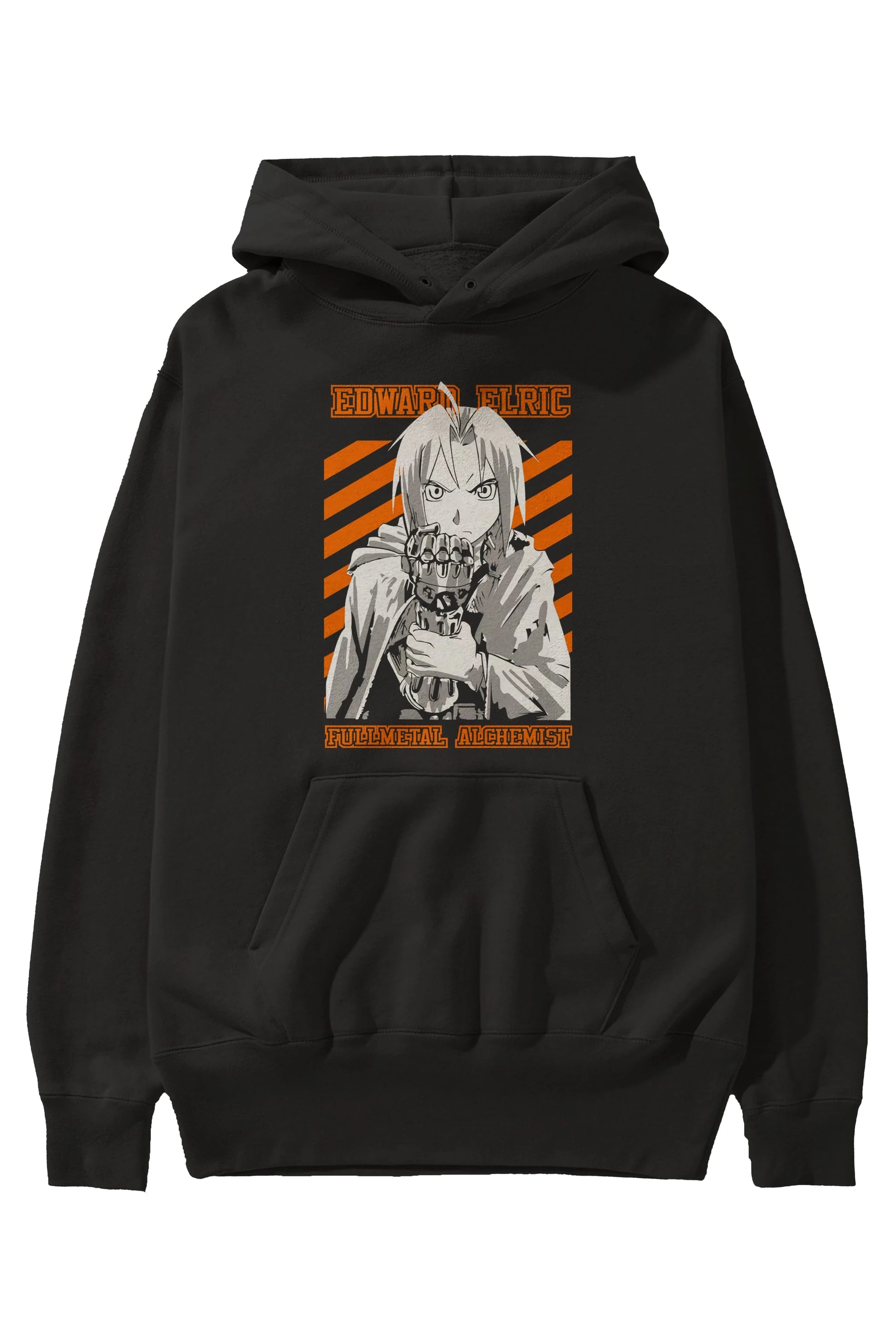 EDWARD ELRIC Anime Ön Baskılı Hoodie Oversize Kapüşonlu Sweatshirt Erkek Kadın Unisex