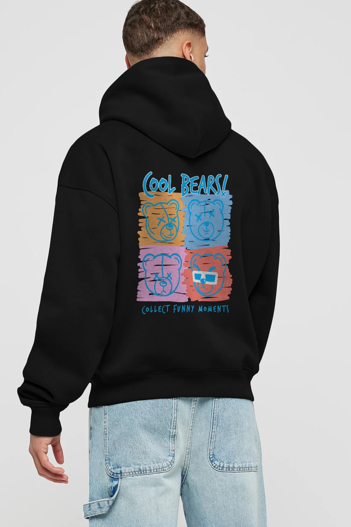 Cool Bears Arka Baskılı Hoodie Oversize Kapüşonlu Sweatshirt Erkek Kadın Unisex