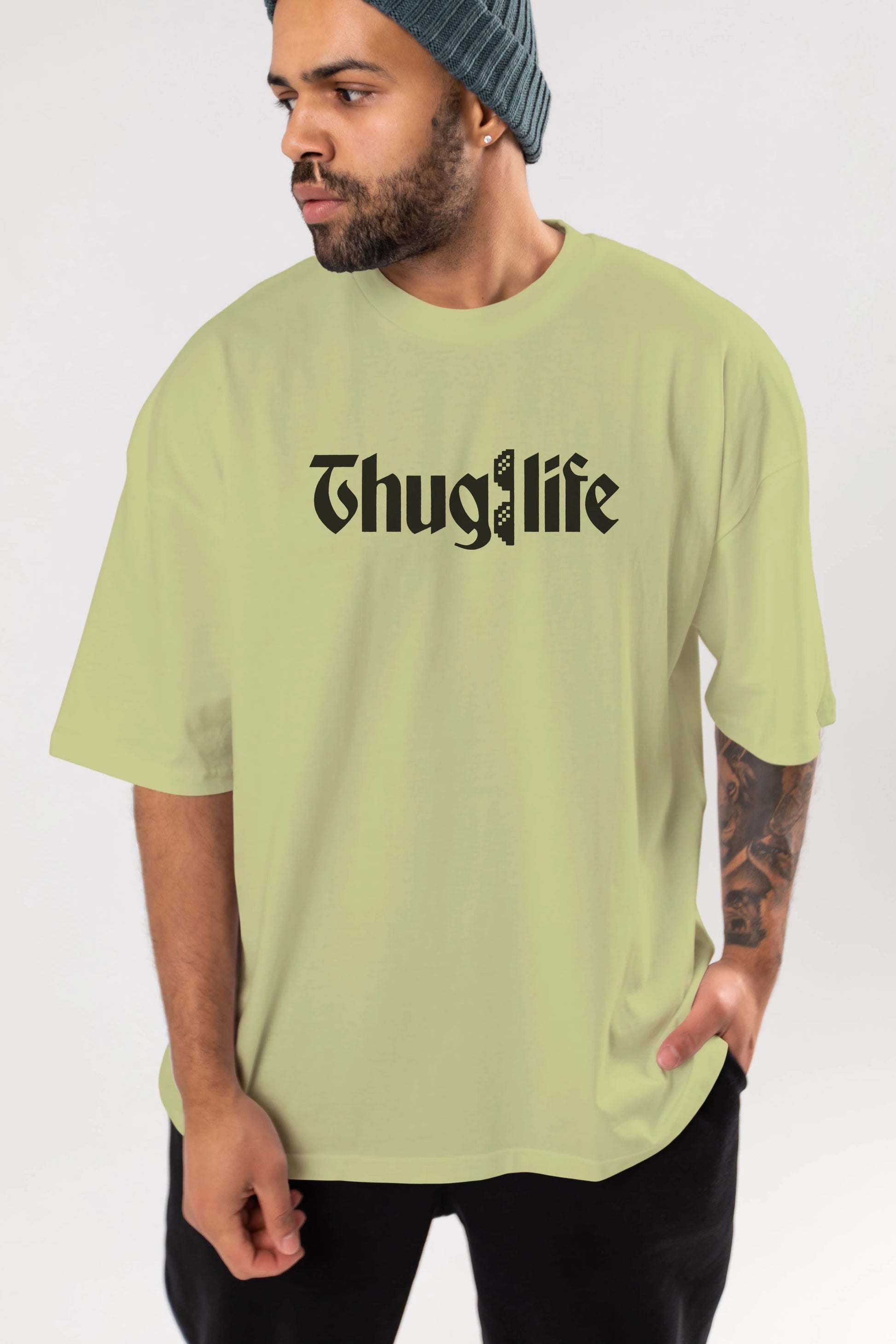 Thuglife Ön Baskılı Oversize t-shirt %100 pamuk Erkek Kadın Unisex