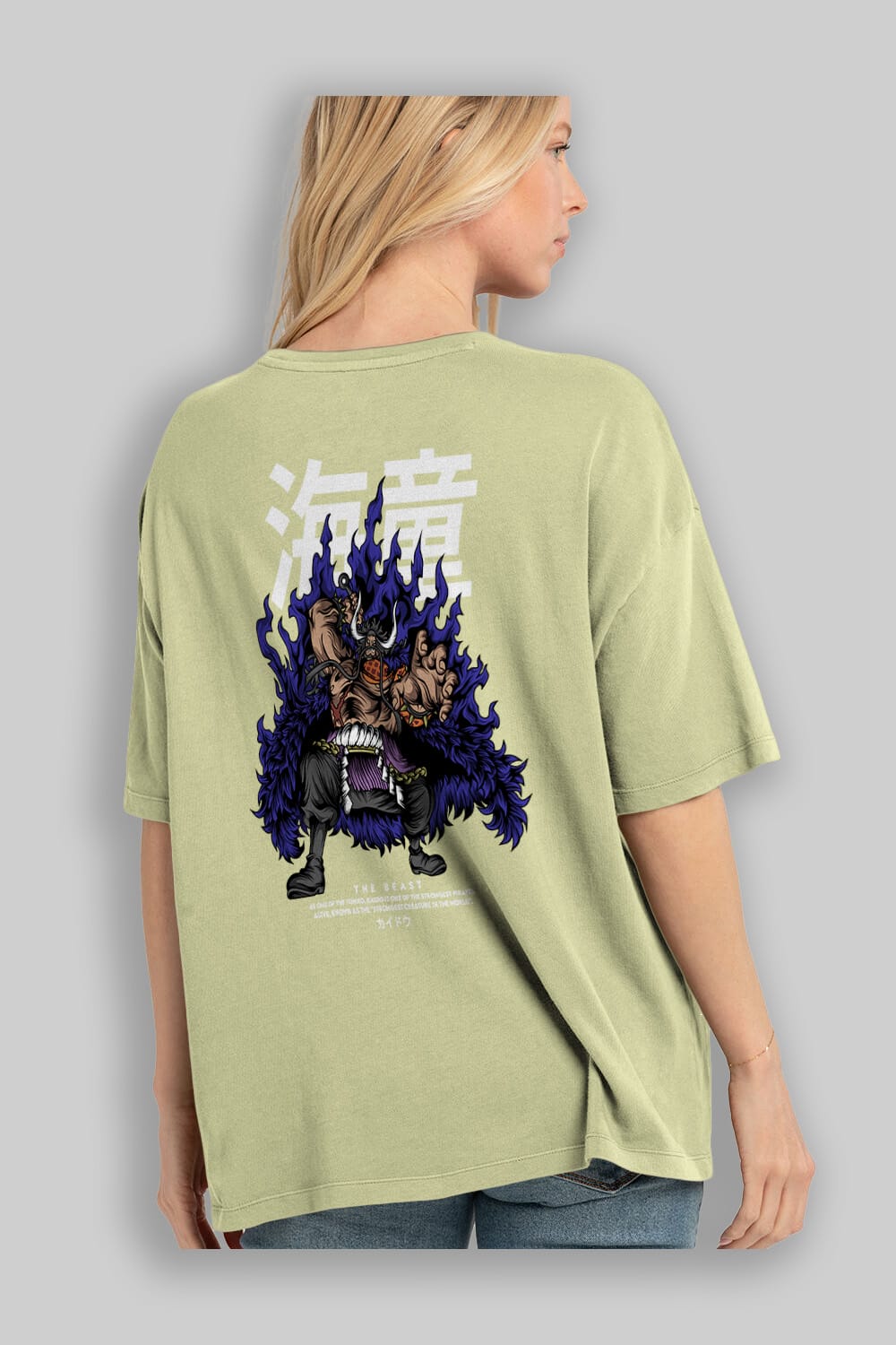 Kaido Anime Arka Baskılı Oversize t-shirt Erkek Kadın Unisex